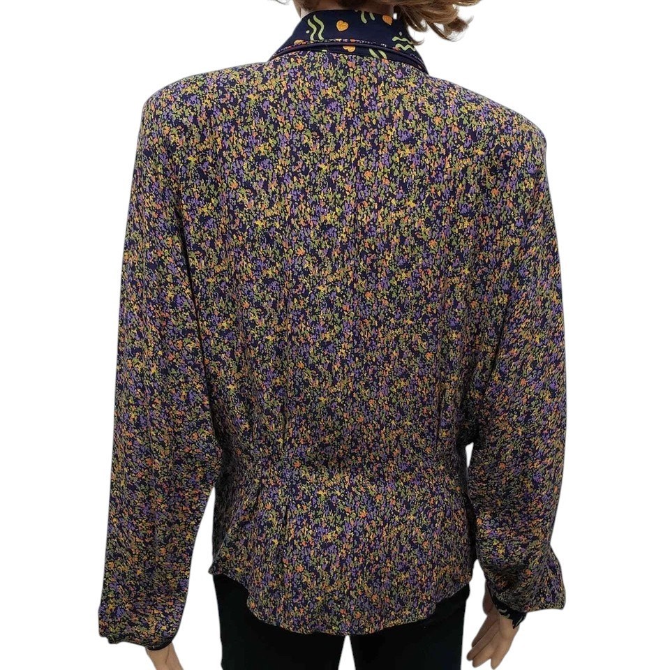 Vintage 90’s Marsha Brander for COMPONIX Abstract Floral Top Made in USA 10