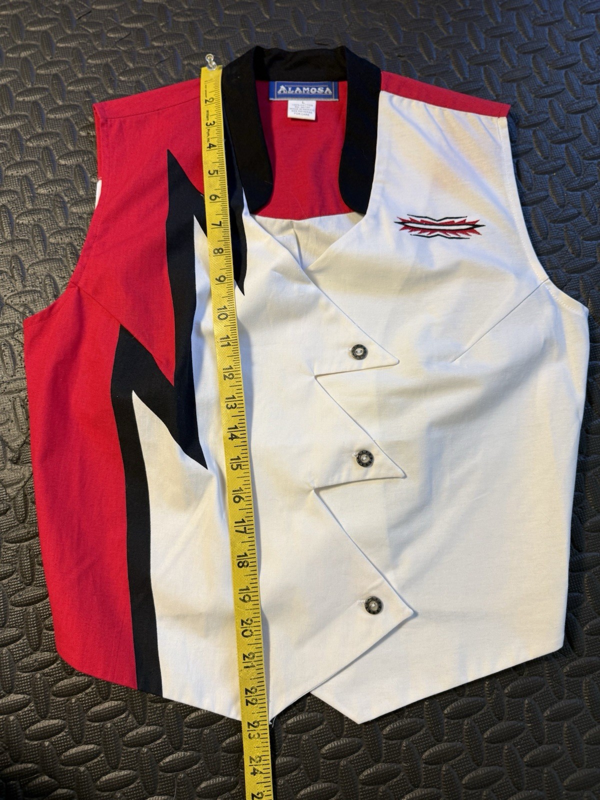 Vintage 90’s Alamosa Geometric Colorblock Vest Large Asymmetric Button Cotton