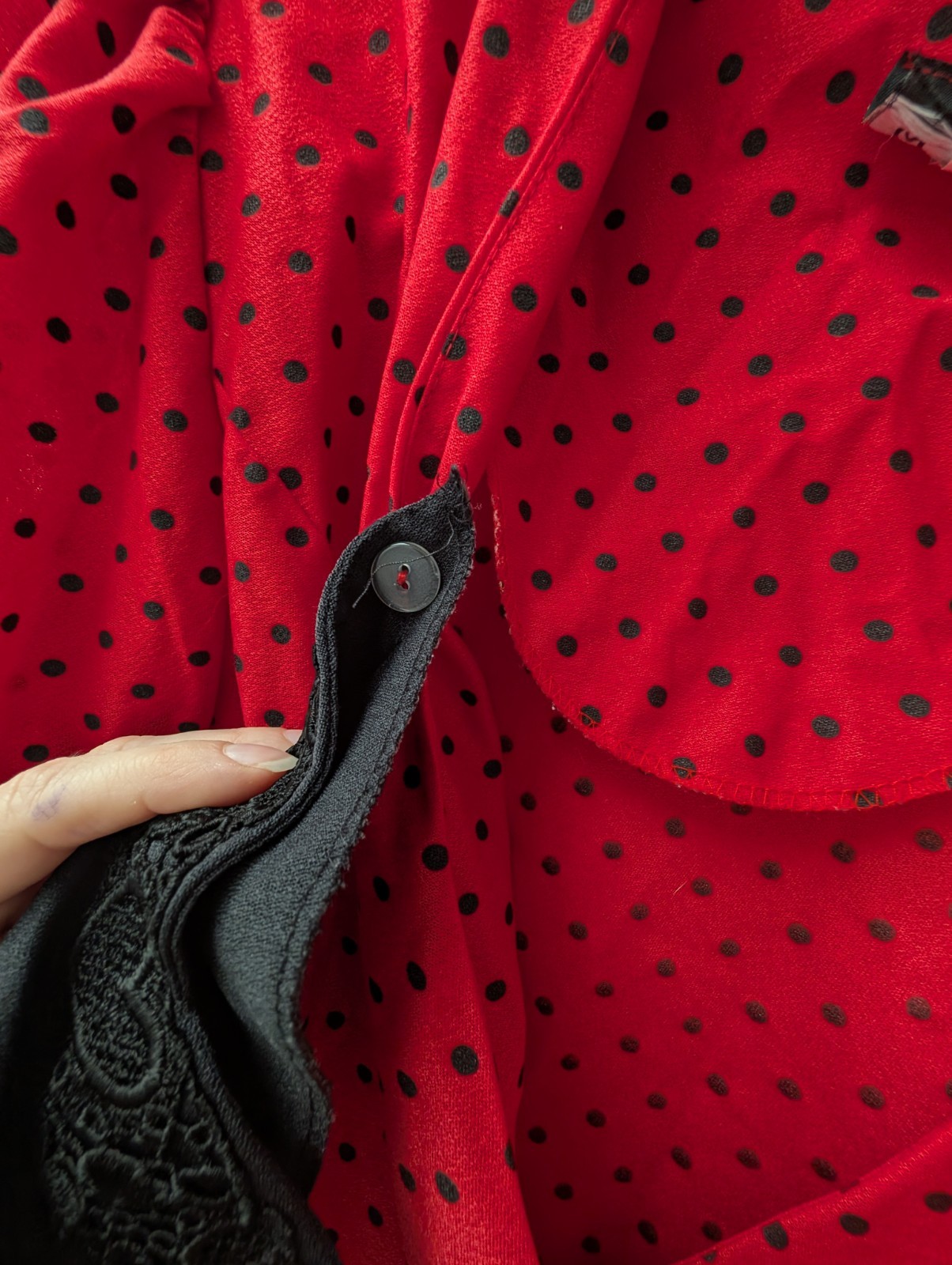 Vintage Whirlaway Frocks Top Red Black Polka Dot Shoulder Pads 12 Medium Large