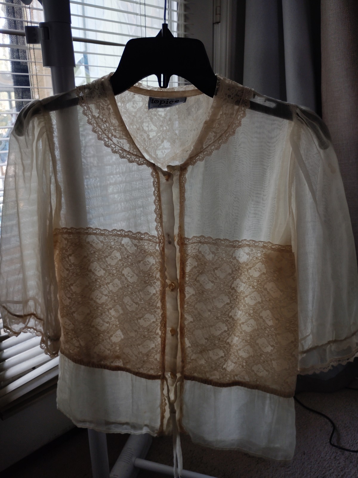 cream antique style vintage lace blouse