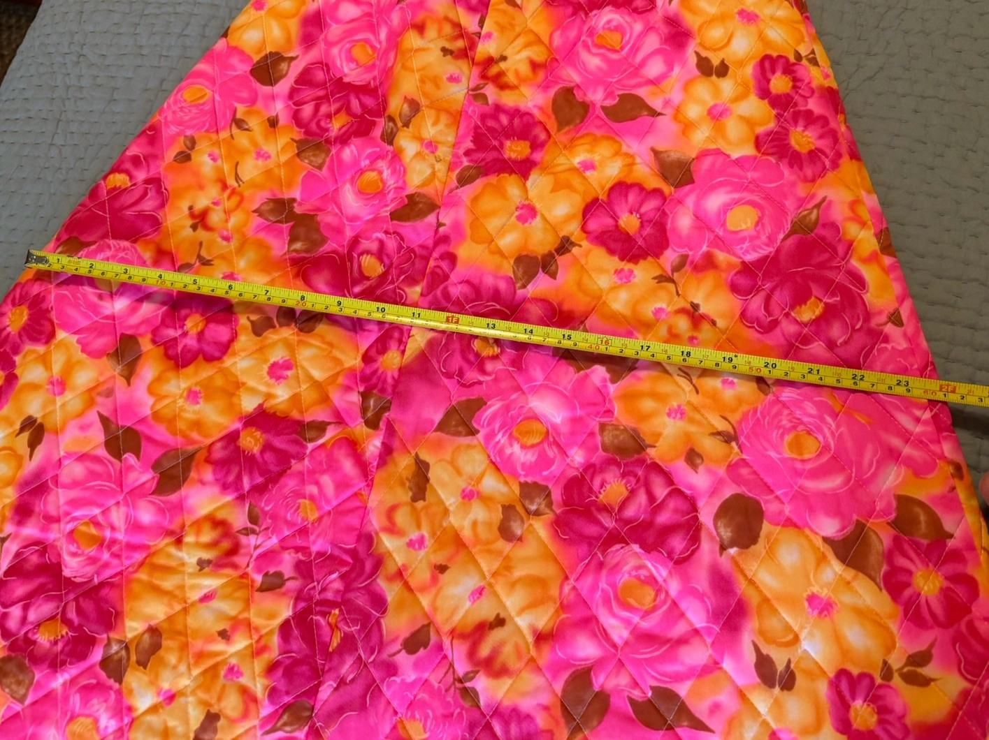 Vintage Custom Pink Yellow Quilted Floral Maxi Skirt-XS/S