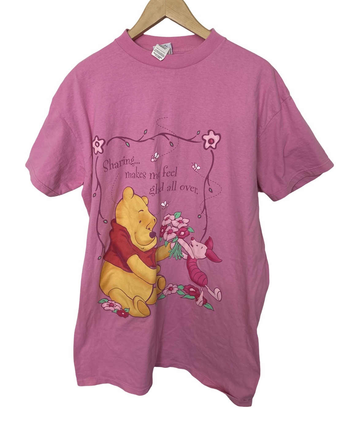 Vintage 90s Disney Winnie The Pooh Sleep T Shirt Womens One Size Pink