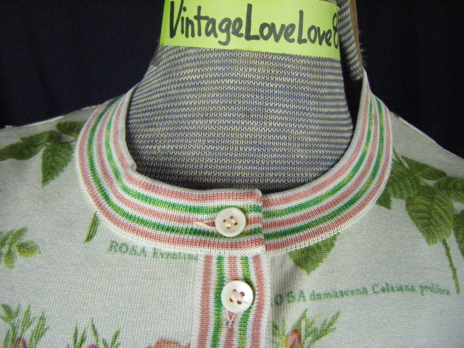 GOLDWORM Vtg 70s Cream Roses Printed Made in Italy Knit Dress-Bust 38/S-M