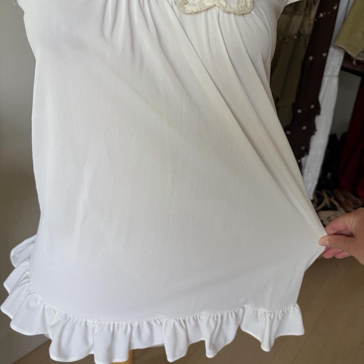 VTG White Babydoll Slip Dress Women’s Size Small