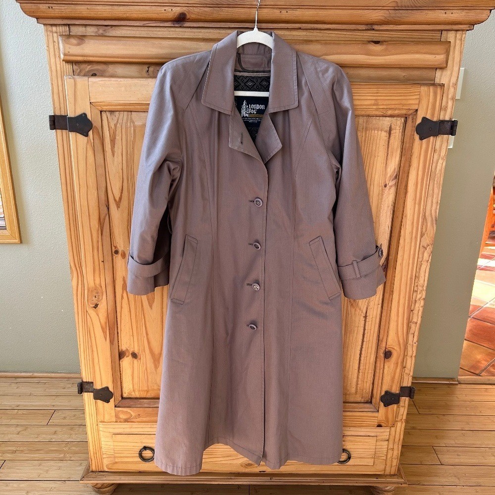 Vintage 90s London Fog Trench Coat With Removable Lining Tan Pockets Women Small