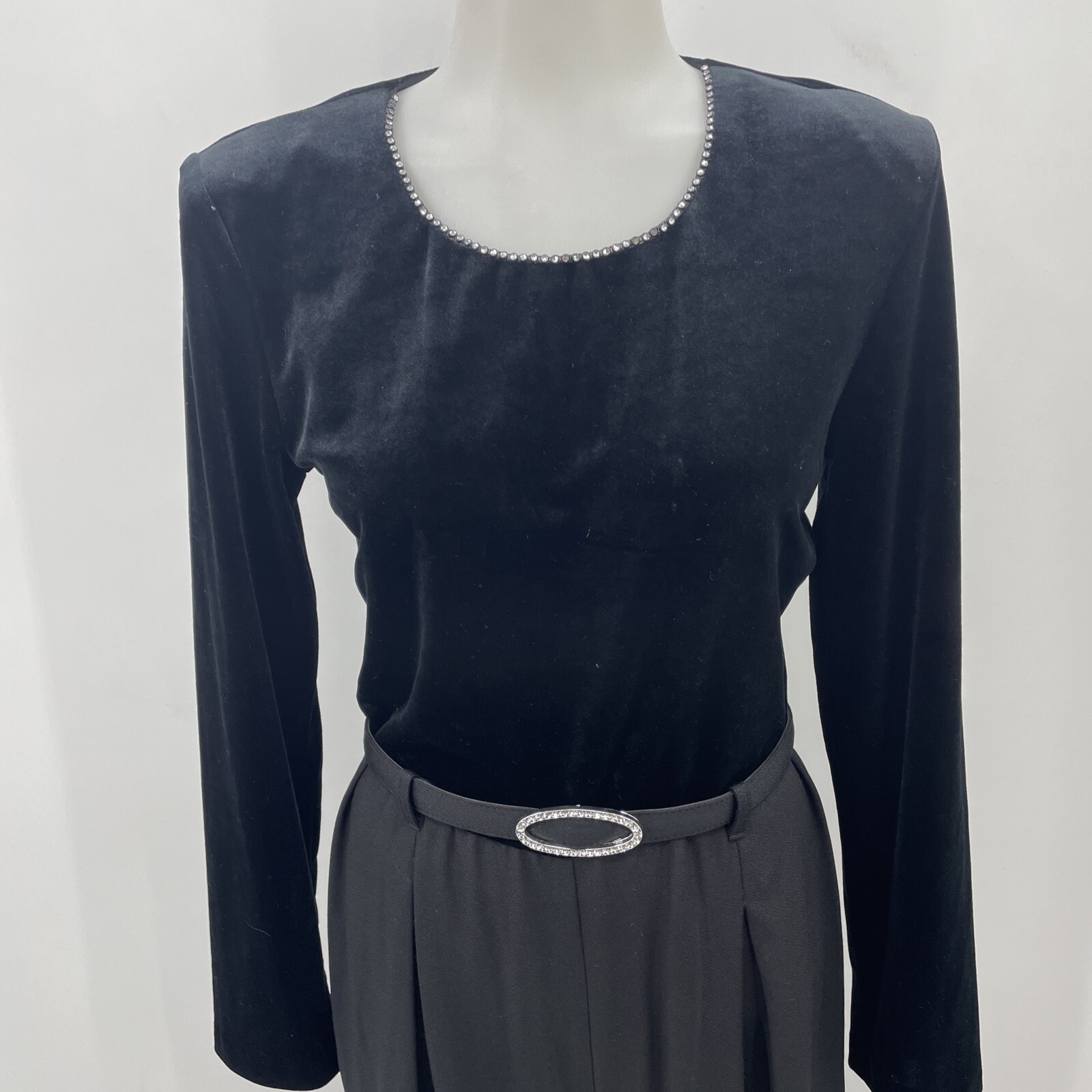 Vintage D.J. Summers One Piece Paint Suit Velour Belted Posh Fashion Icon Black
