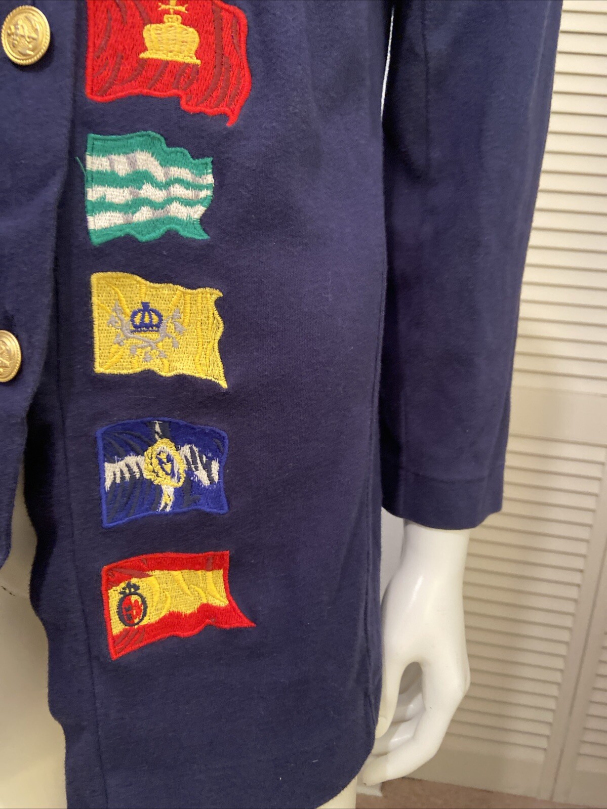 Vintage 80s Cambridge SportsClub Multi Color Womens M Sweater Flags