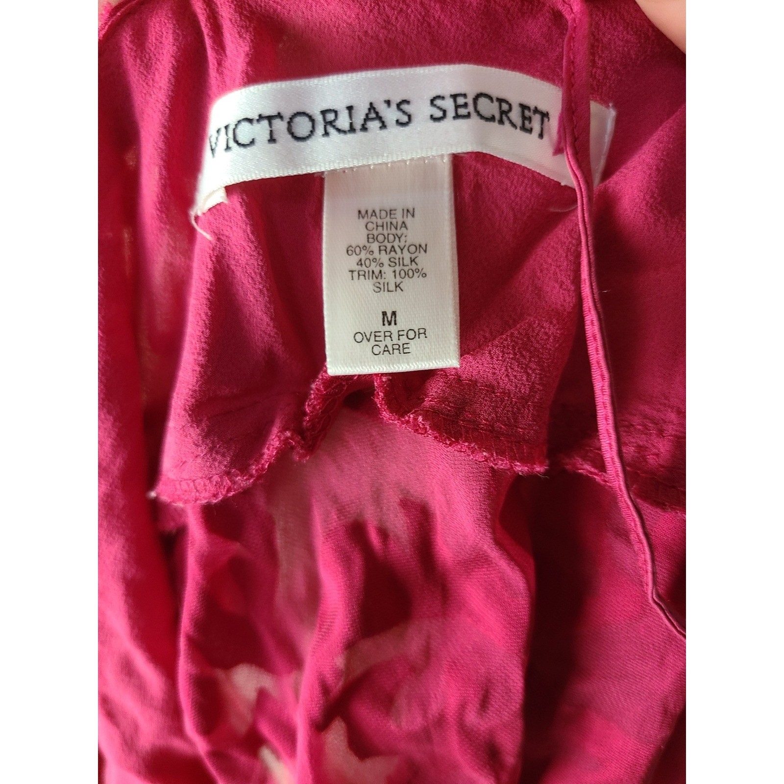 Y2K Victoria’s Secret Sz M Babydoll Mini Dress Red Pink Silk Rayon Whimsigoth