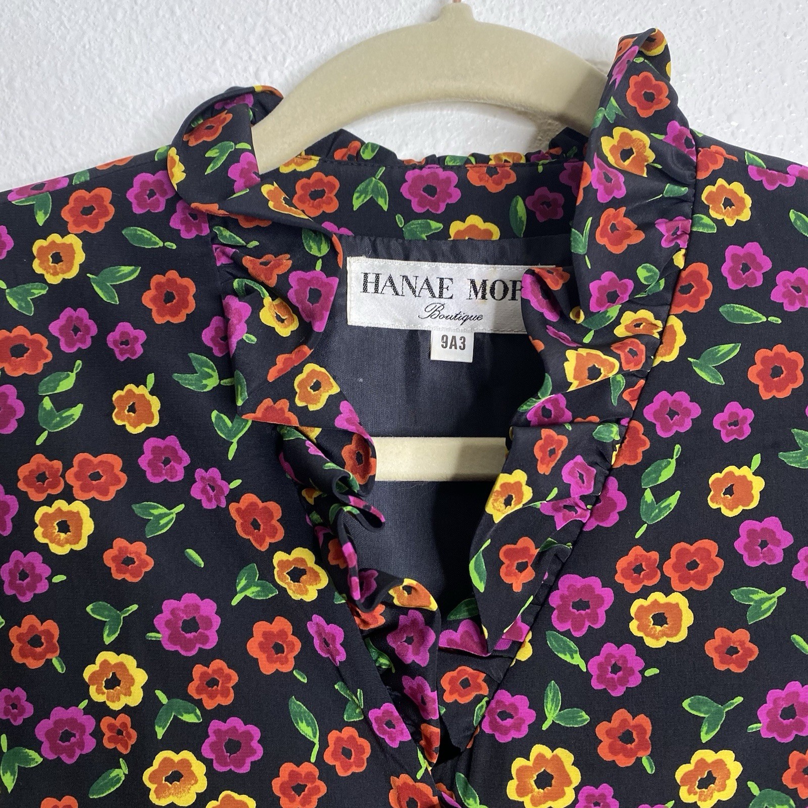 Vintage Hanae Mori Boutique Dress Silk Floral Size 4