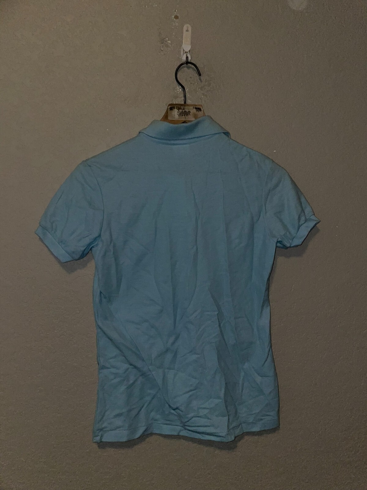 1970s 80s Vintage Women’s Print Ons Print-Ons Blue Polo Blank Shirt Top Women M