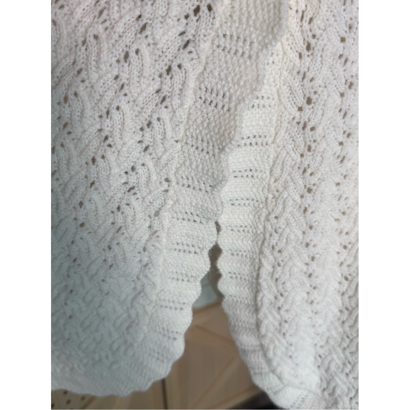 Vintage Ivory Cable Knit Cape Poncho Cottagecore Cozy Boho Grandmacore Chic