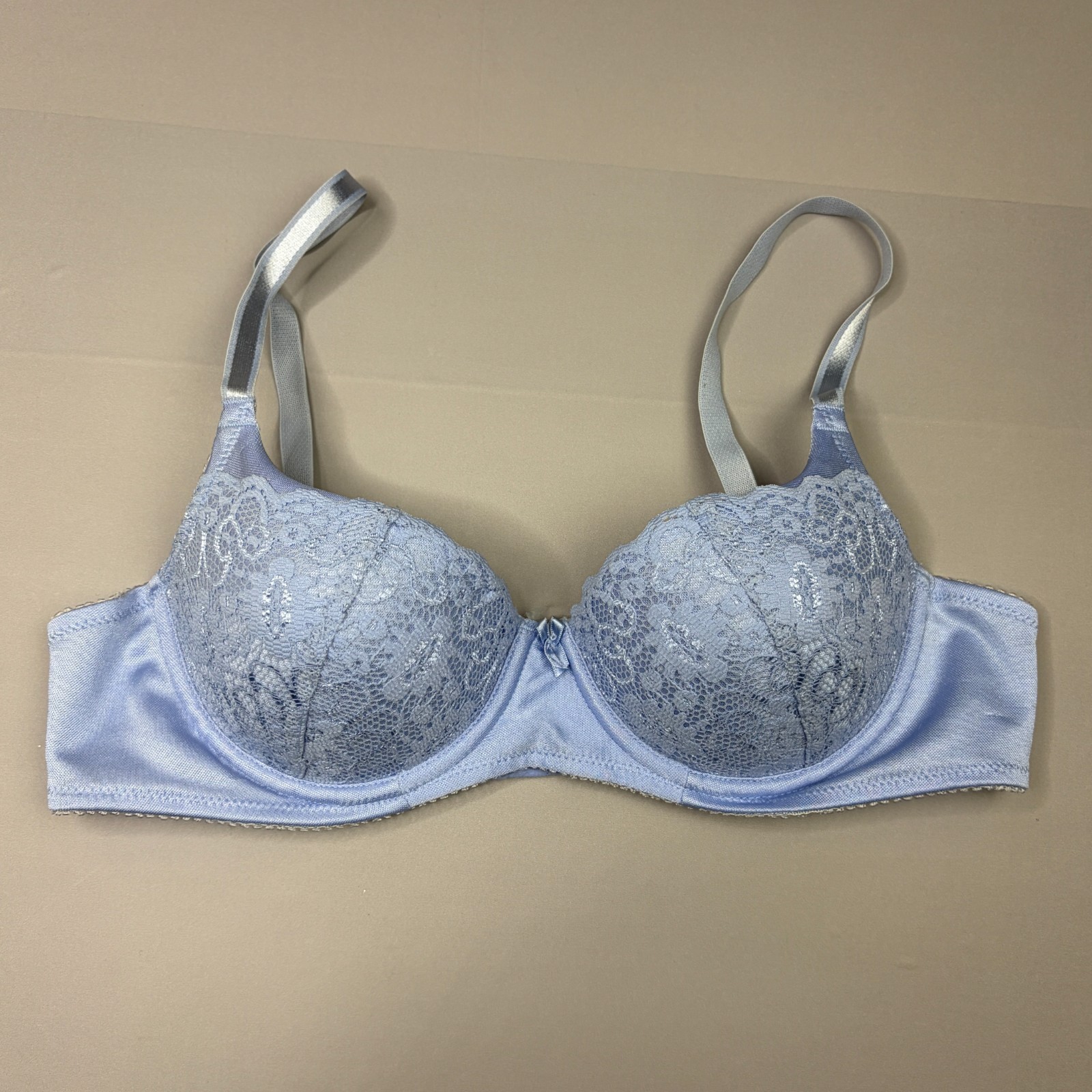 Vintage Bestform Bra 34B Push Up Blue Lace Retro Lined Underwire Adjustable