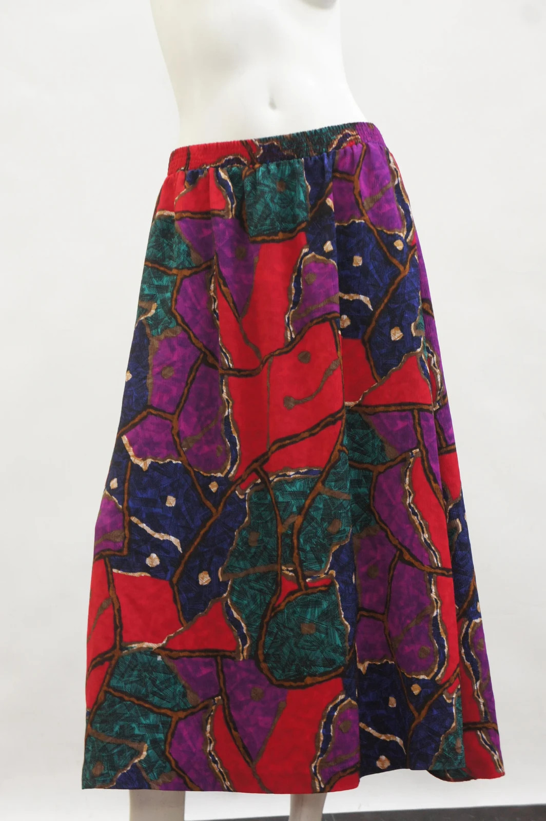 Vintage 80s Colorful Abstract Print Midi Skirt By Joyce Retro Boho