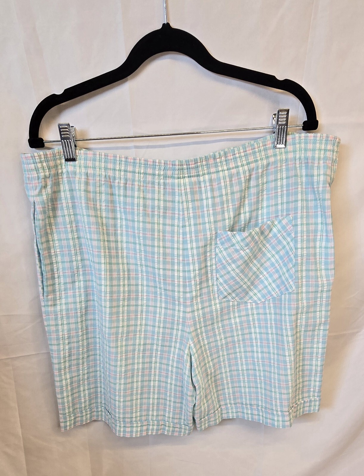 Vintage Graff Californiawear Shirt & Short Set, Size L/12, Blue Plaid & White