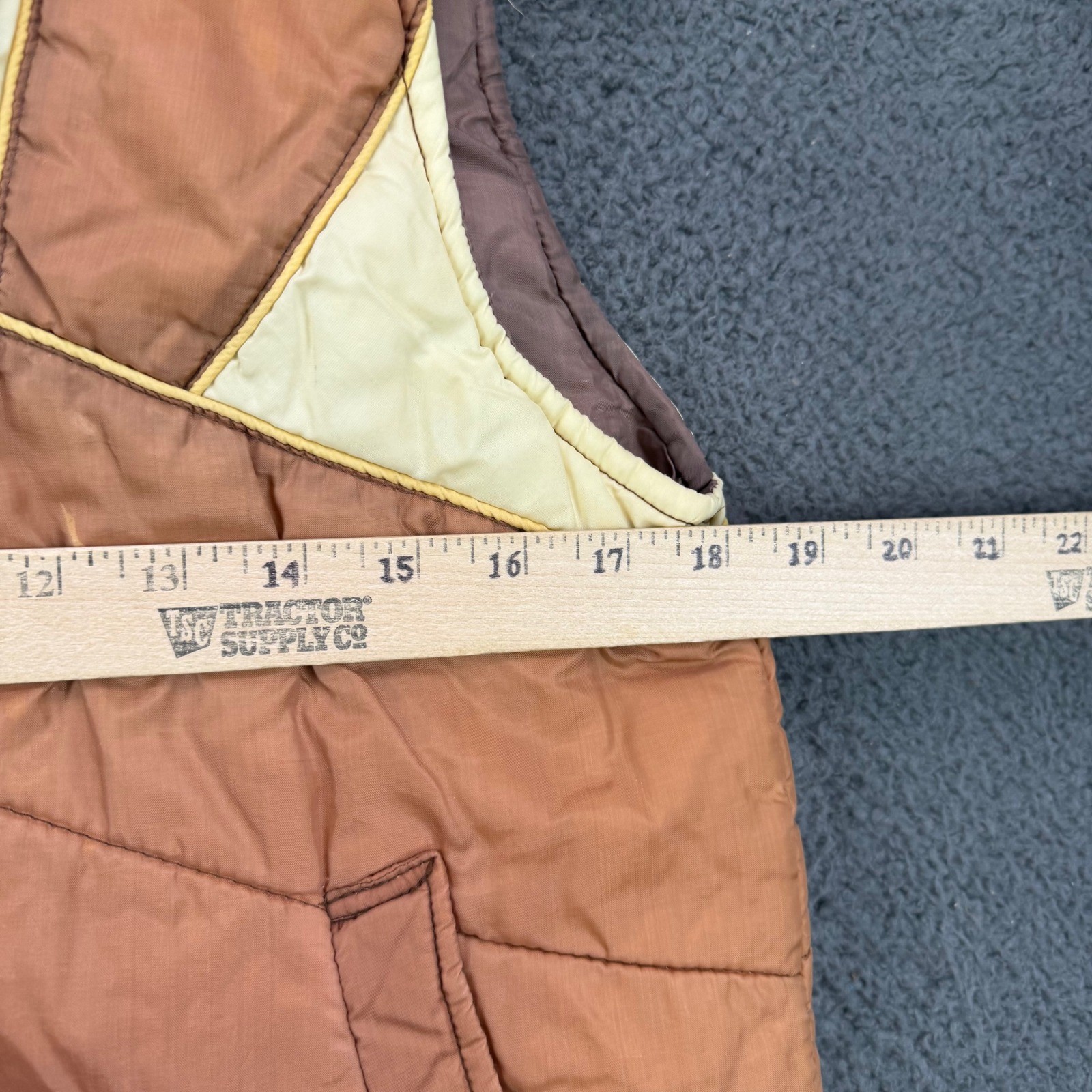 Vintage Sigallo Puffer Vest Brown Tan Colorblock Quilted Retro 70s Womens Large