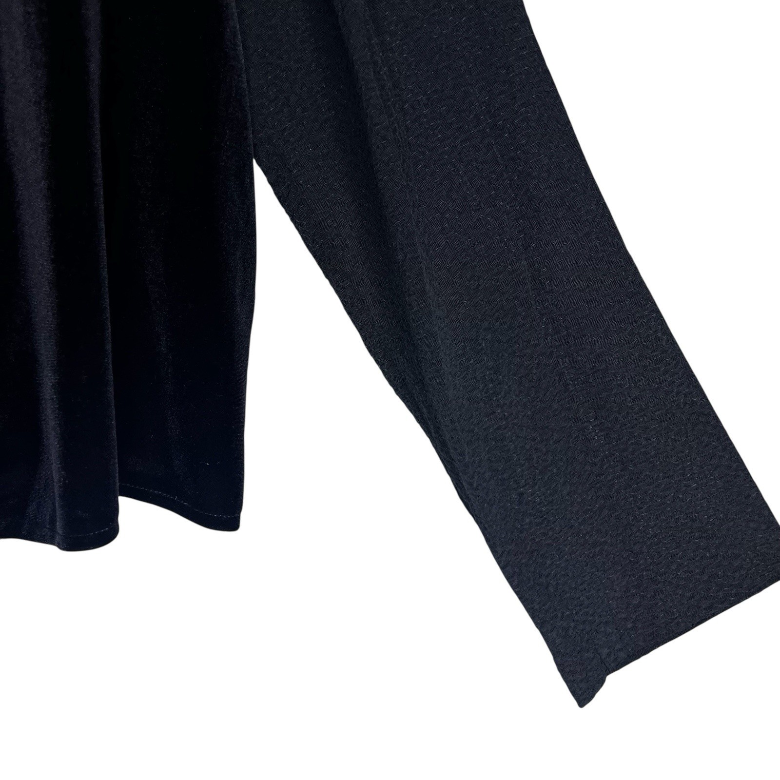 Vintage Black With Velvet Detail Women Formal Collar Shirt Blouse