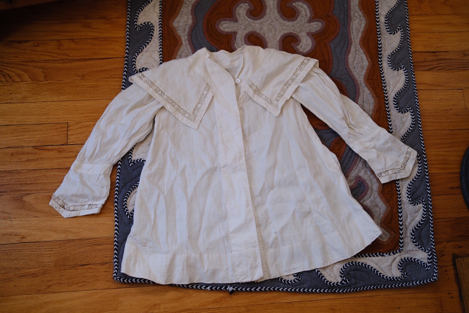 1900s Edwardian Insertion Crochet Boat Neck Blouse