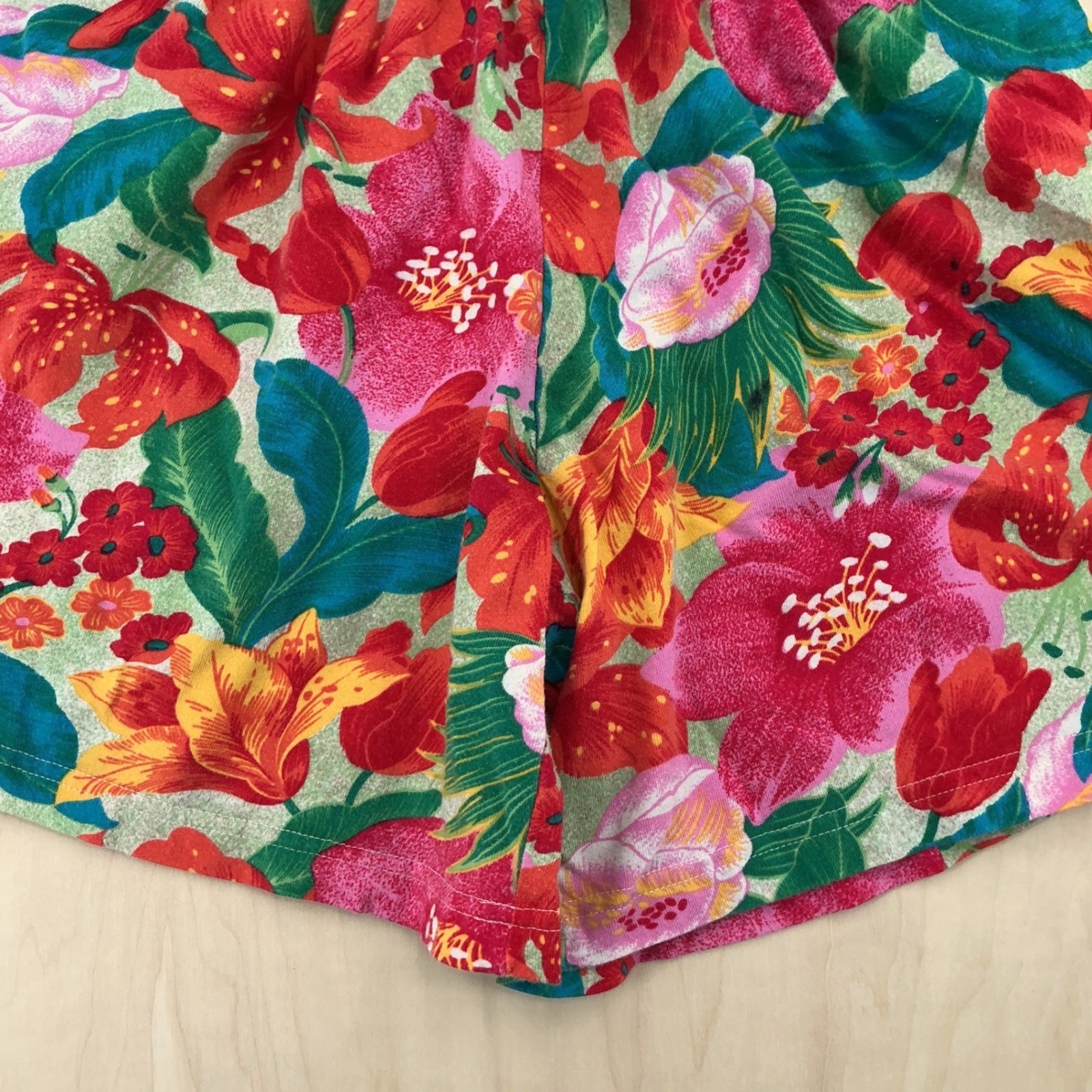 Liz & Co Shorts Womens XS Red Floral High Waisted Cotton Vintage 90s Tropical