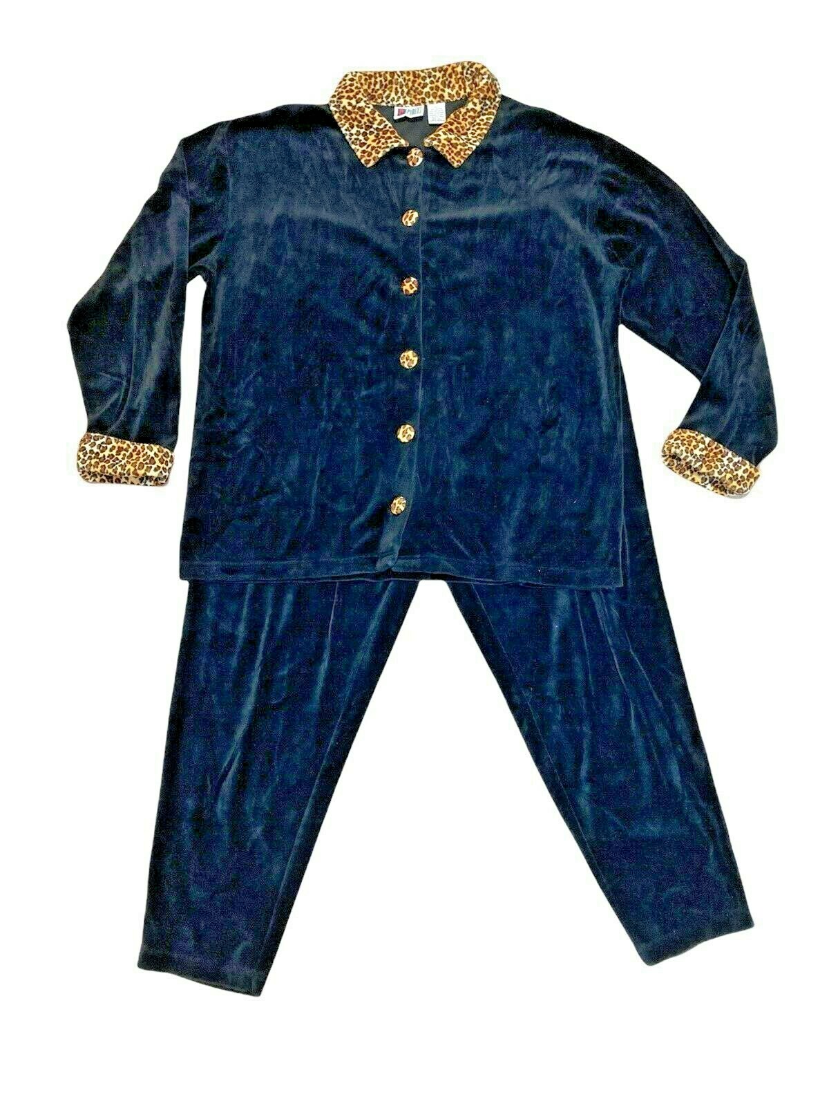 Bolo Spirit Women’s L XL Black Cheetah Print Jacket Shacket Pull On Pants Set