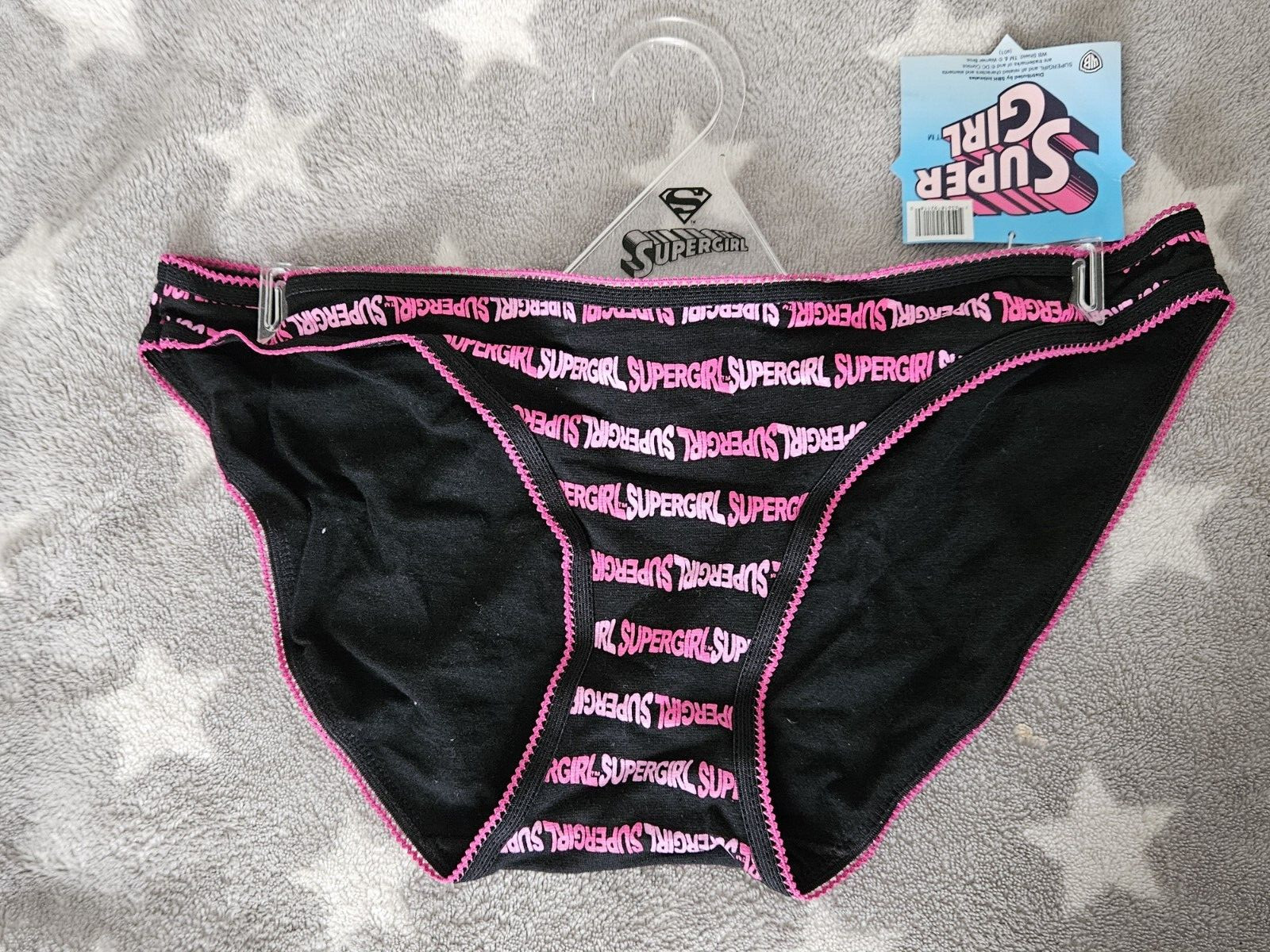 SuperGirl Intimates Women’s Bikini Panties Size: SMALL Color: BLACK/PINK
