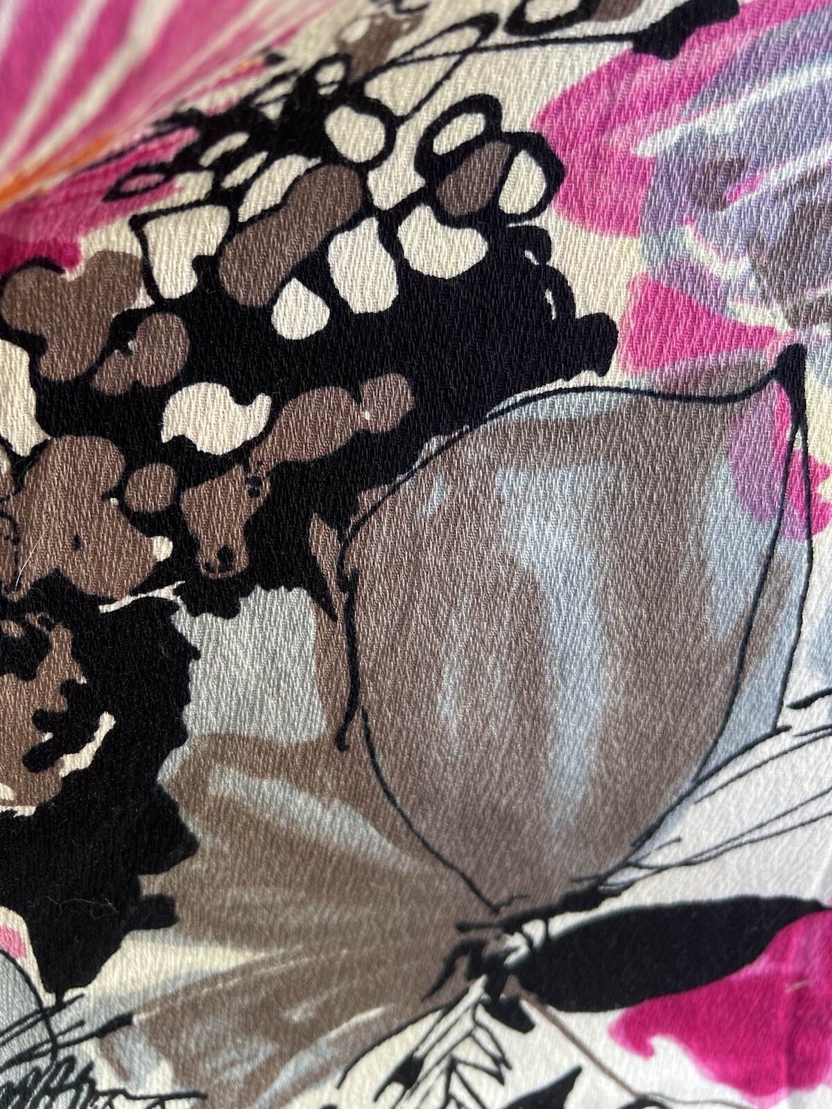 VTG 50’s 60’s Abstract Pink Black Prints Hand Made Barcloth Maxi Poodle Skirt M