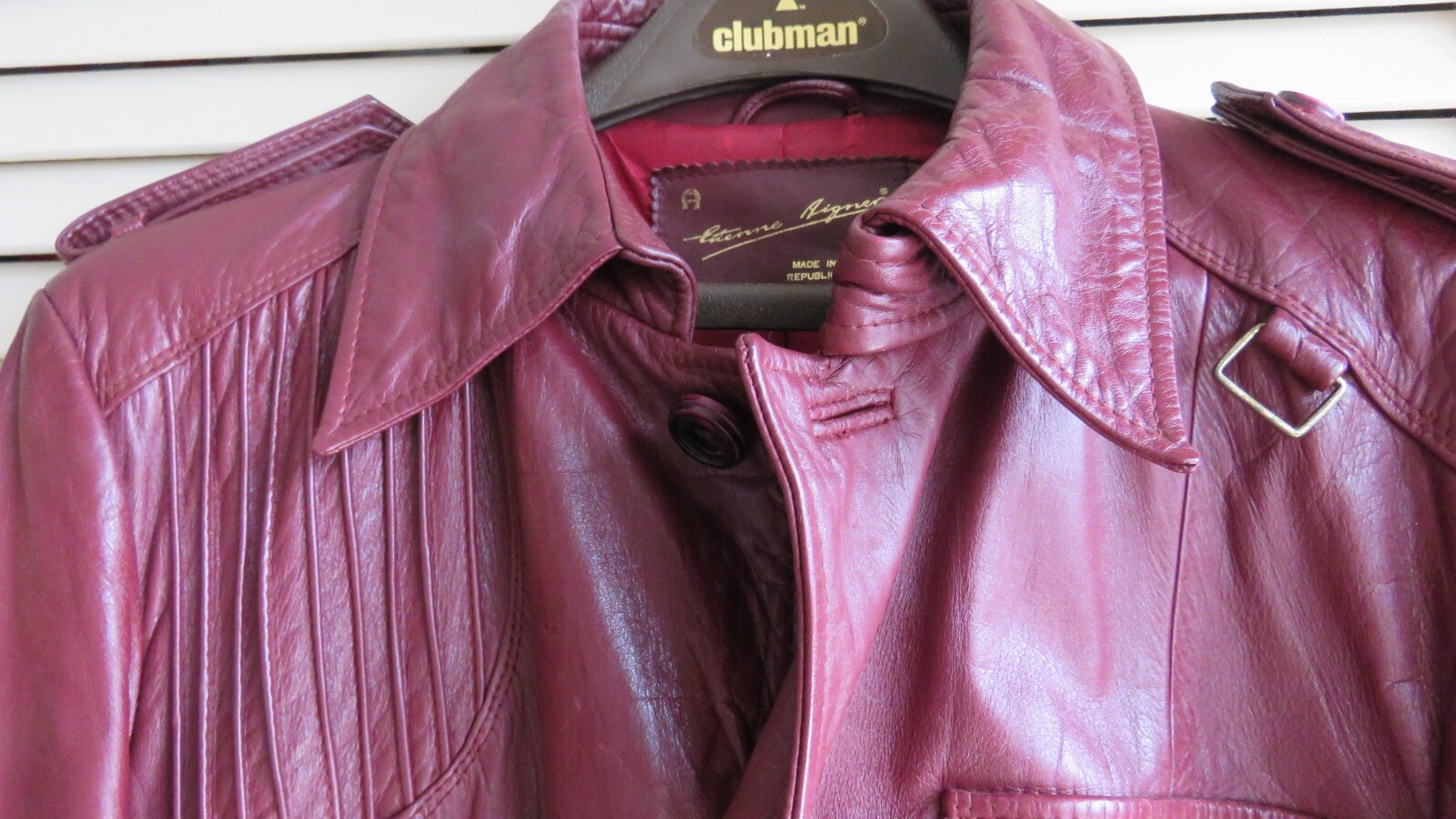 Vintage Men’s/Ladies Etienne Aigner Burgundy Leather Jacket Size MEDIUM 36-38