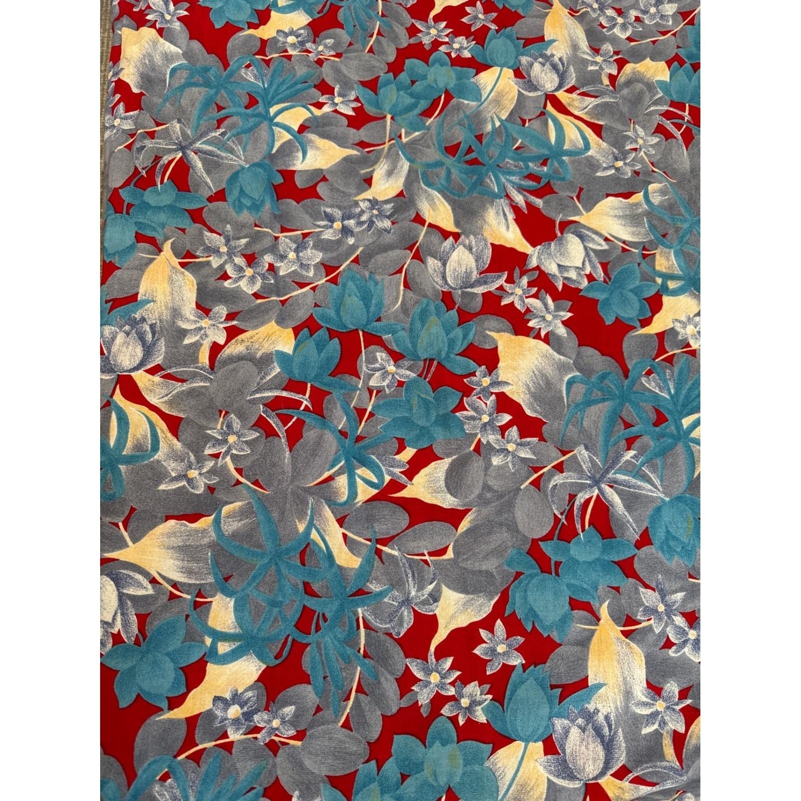 Luana Original Lahaina Hawaii One Shoulder Floral Maxi Dress Red Blue VTG Wrap