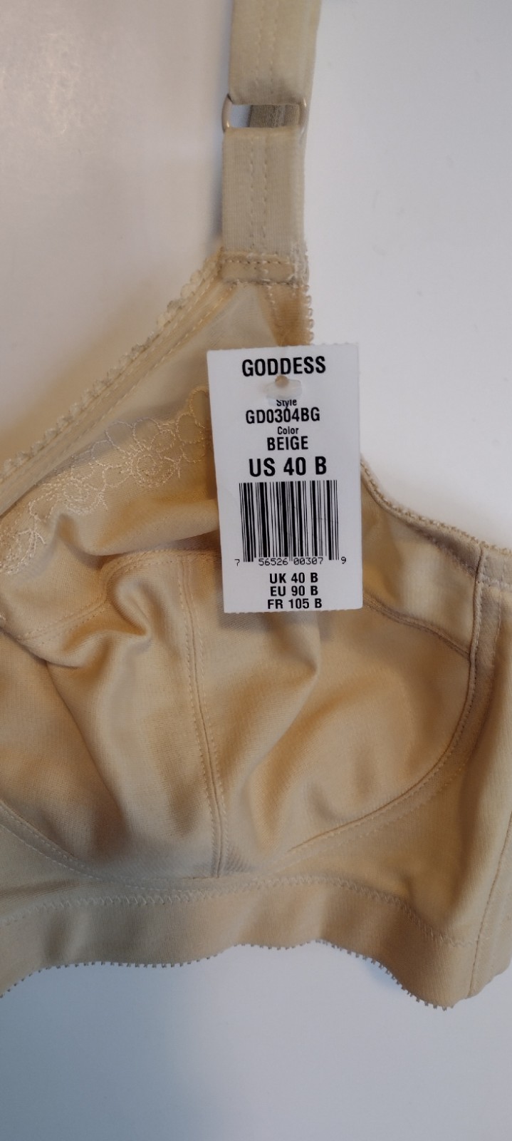Vintage NWT Goddess Bra Size 40B-BEIGE Style 304 Soft Touch No Wire FULL COVER
