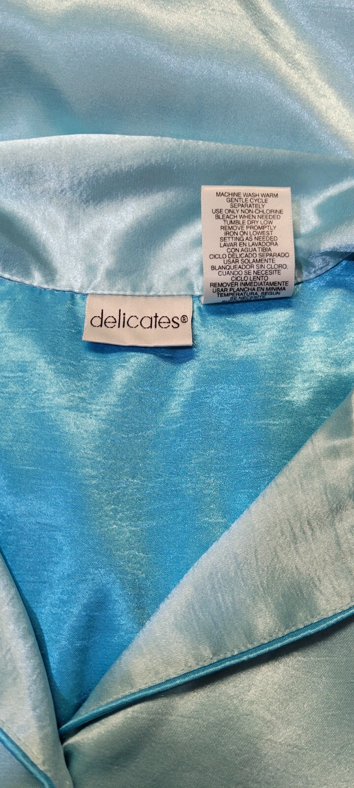 Vintage 90’s Delicates Liquid Satin Poly Turquoise Sleep Shirt Nightgown Sz XL