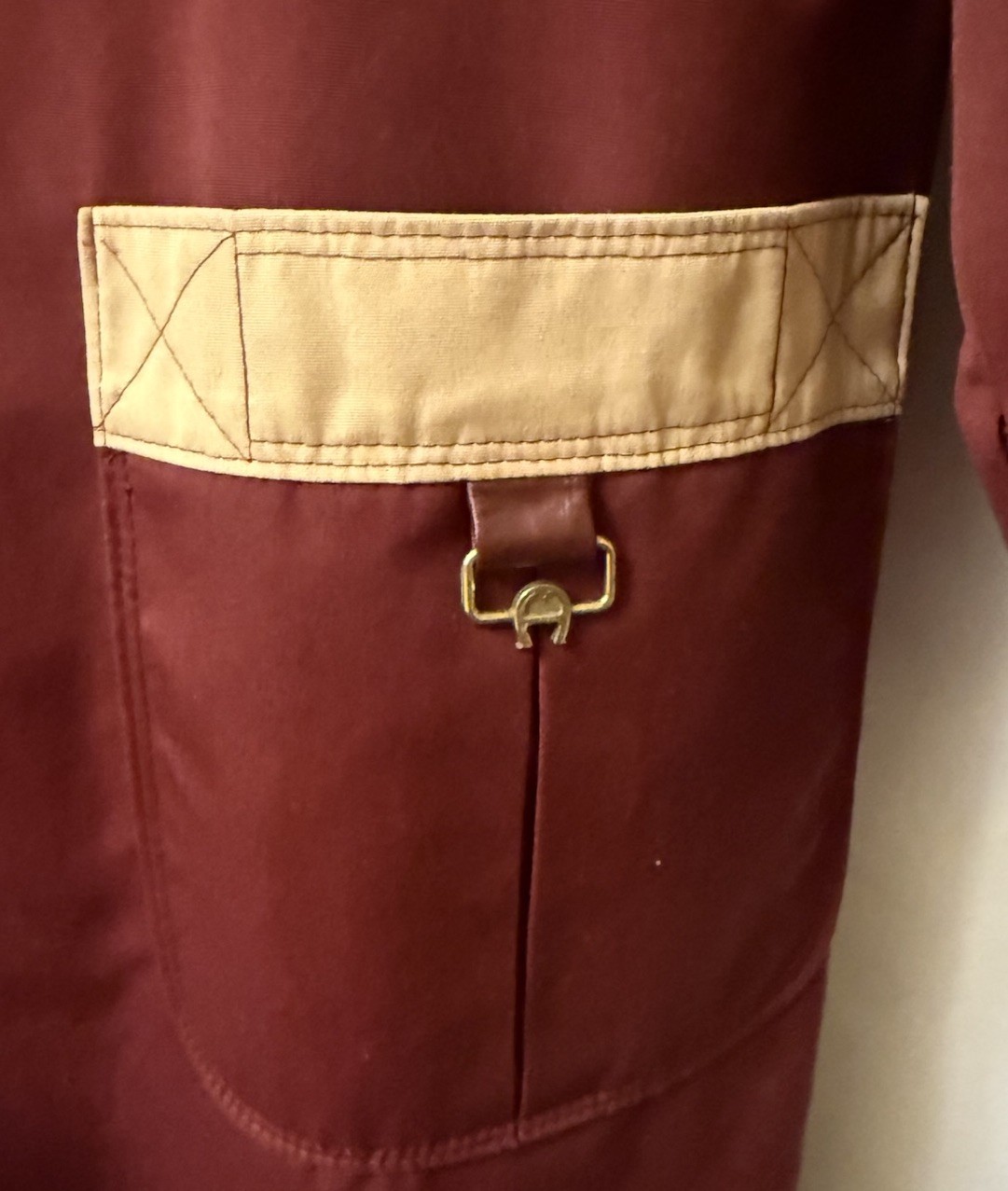 Vintage Eitenne Aigner Women’s 14 Reversible Car Coat Tan & Burgundy Hong Kong
