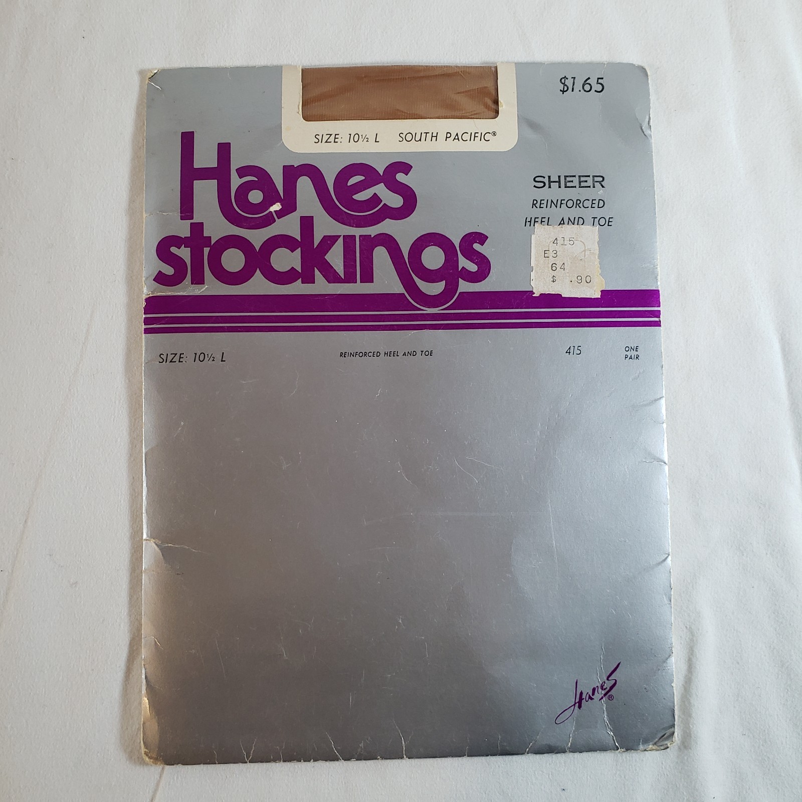 Hanes 415L 10-1/2L 10.5L 1 Pair Stocking South Pacific Reinforced Sheer VTG NOS