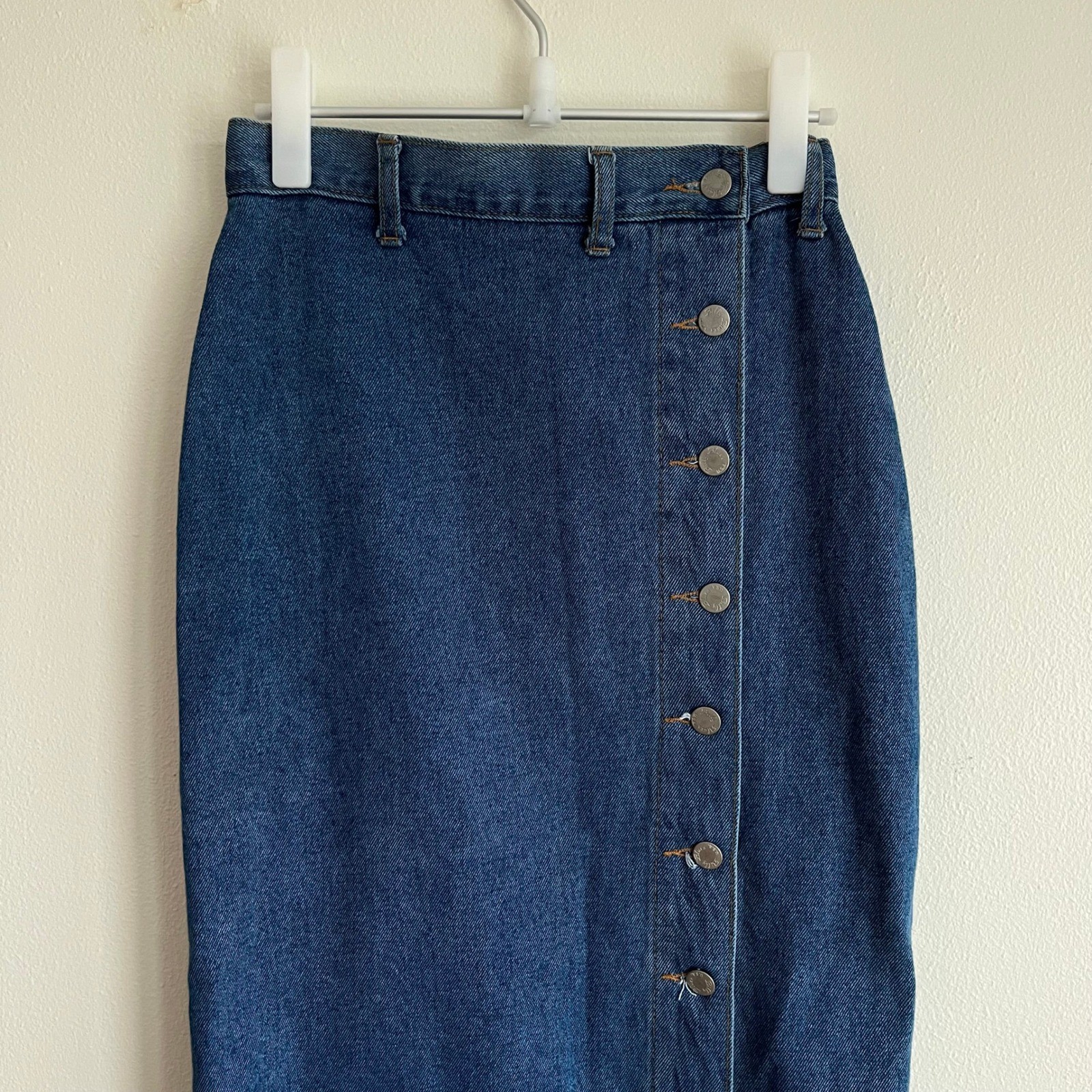VTG Billy Blues Denim Maxi Skirt Column High Waisted Made in USA 90s Y2K Phoebe