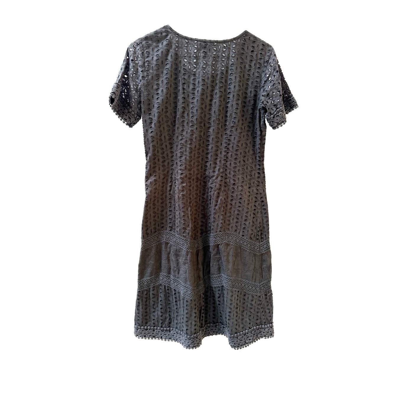 Sundance Vintage Black Eyelet Lace Short-Sleeve Shift Dress, Size S