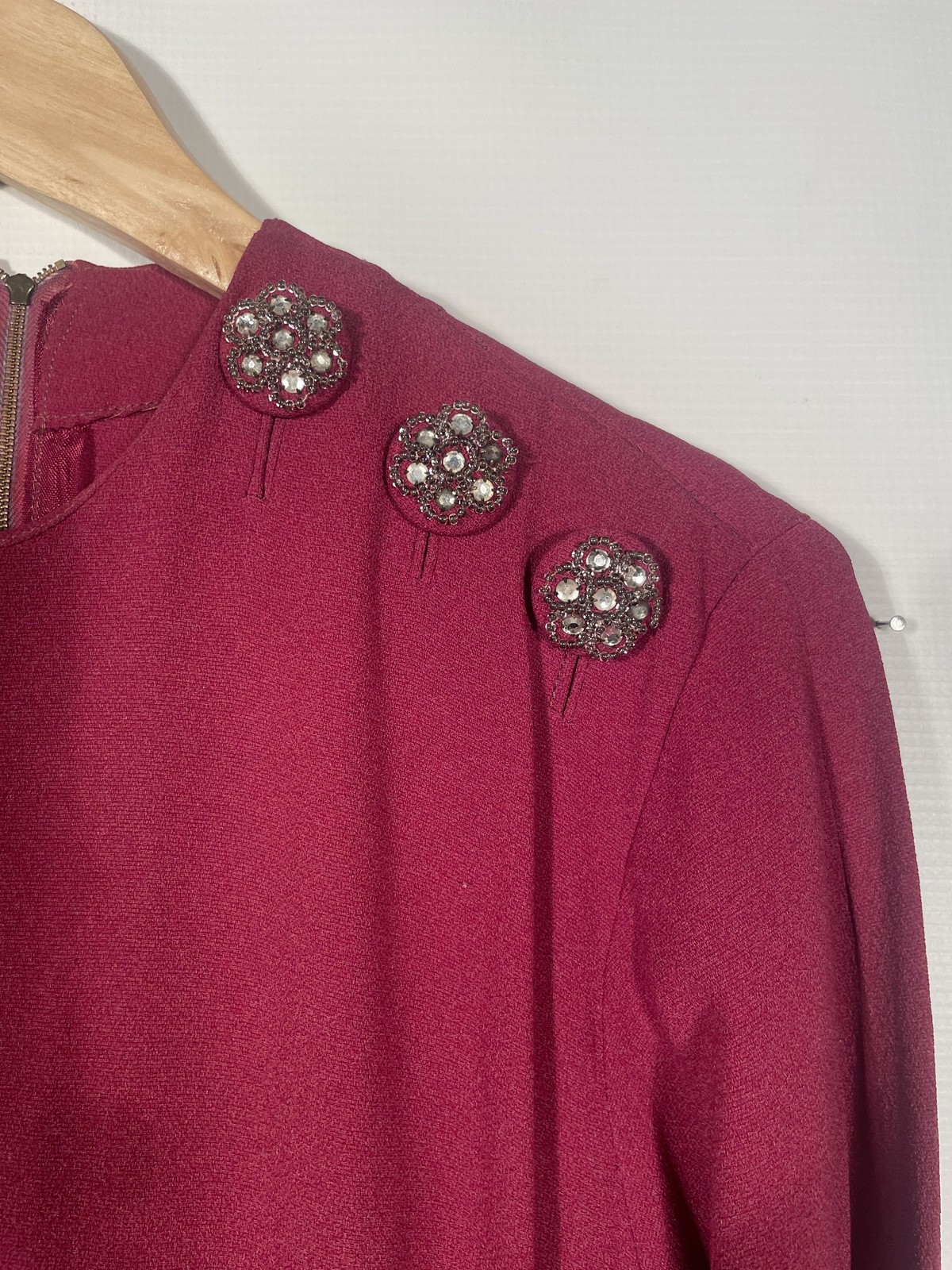 Vintage 1940’s Burgundy Rayon Crepe Dress Size S/M
