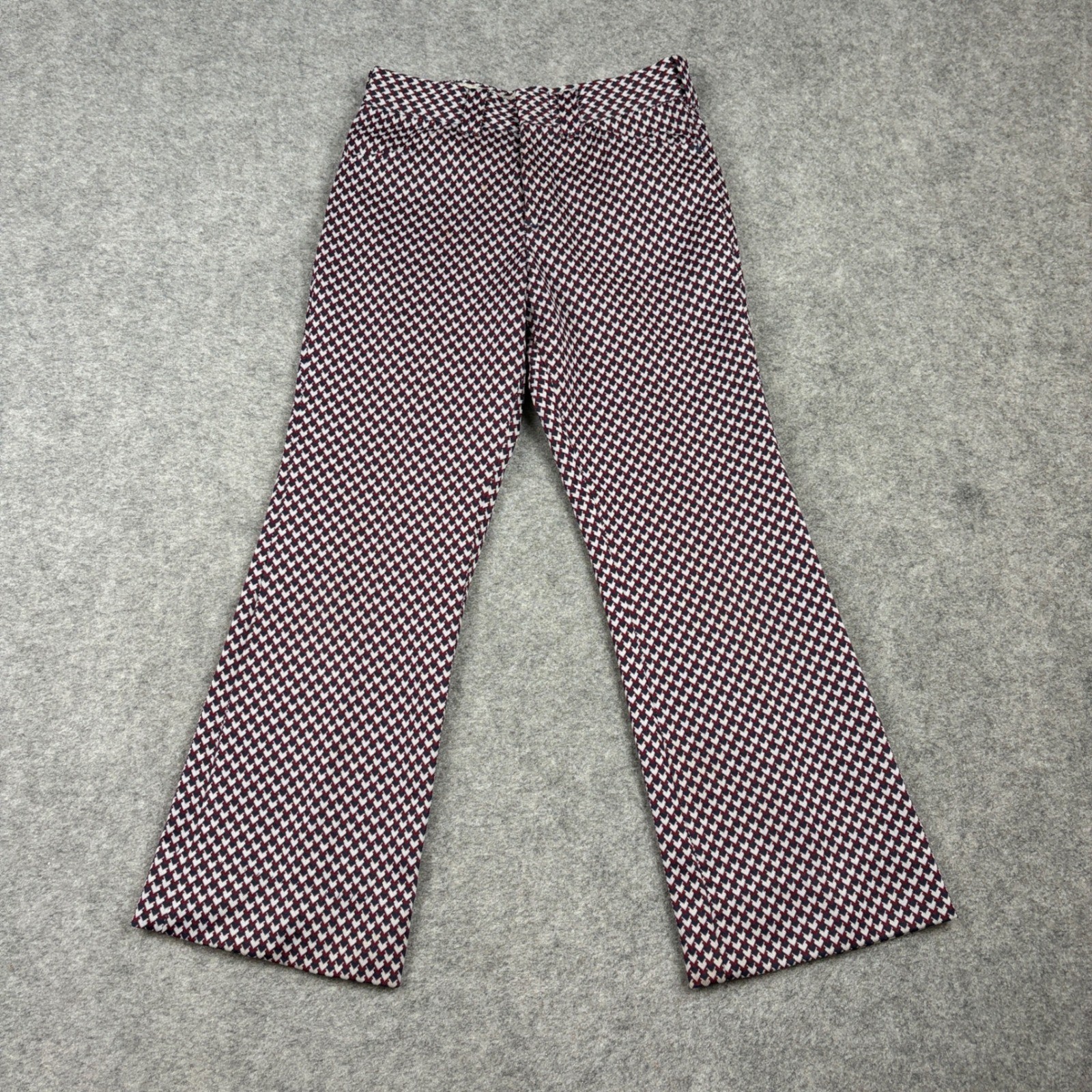 Montgomery Ward Pants Womens 24 Vintage 70s Geometric Flare Leg Red Blue White