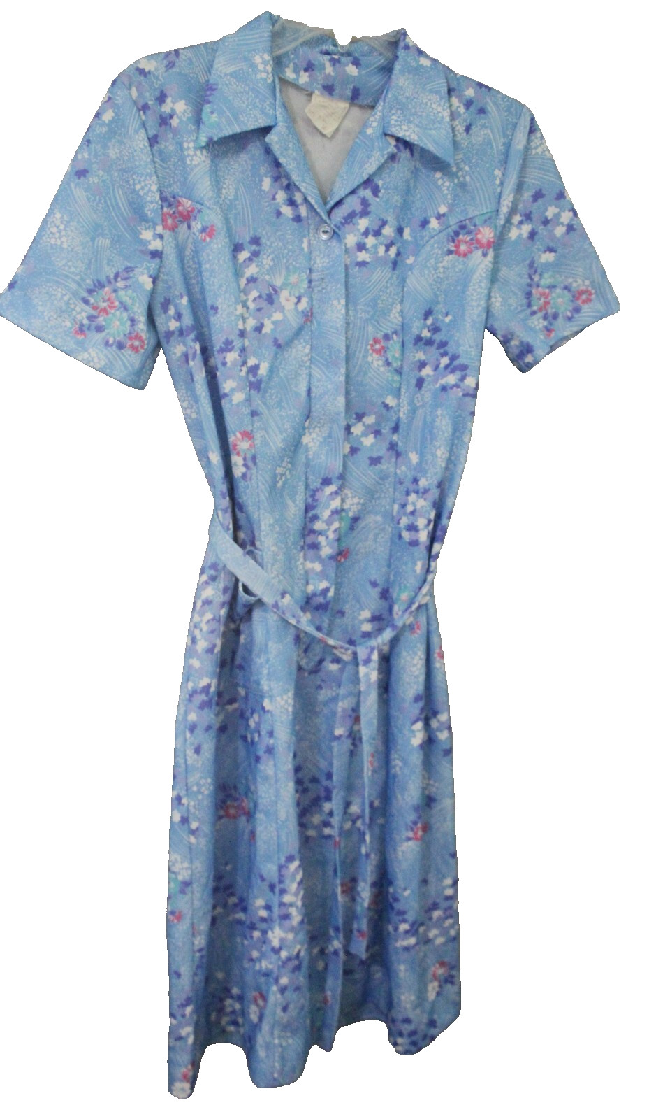 VINTAGE 70’S NANCY F WOMEN’S FLORAL SHORT SLEEVE TIE WAIST DRESS GRANNY CORE 16