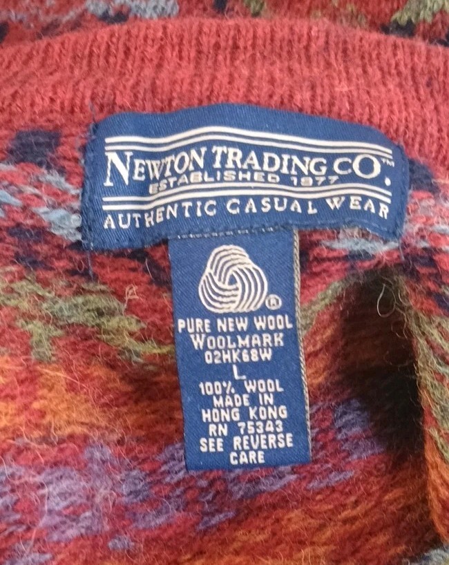 VTG NEWTON TRADING CO WOOL CARDIGAN CASUAL WORK ERRANDS METAL FASTENERS Sz Large