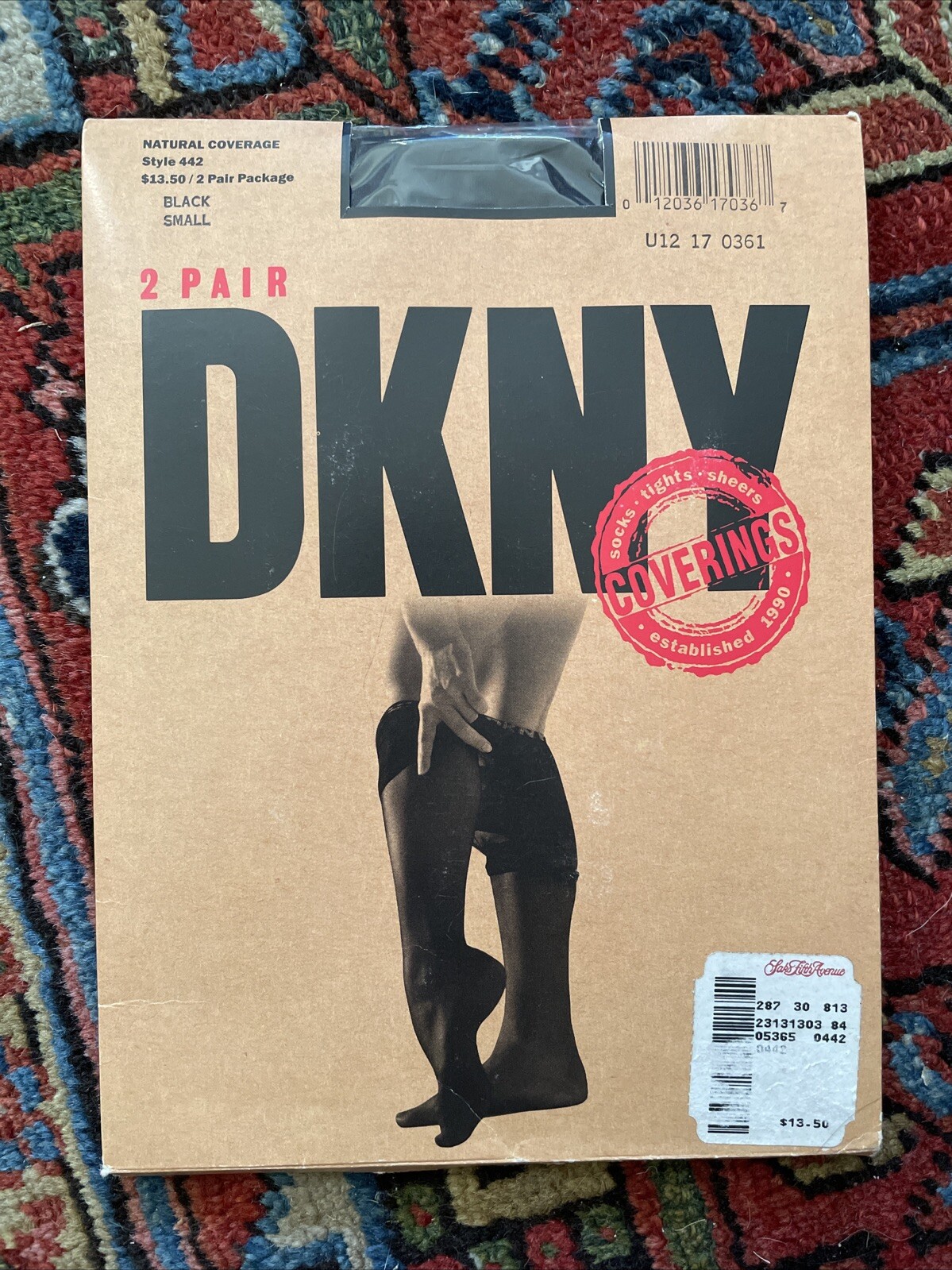 NEW Vintage DKNY Natural Coverage Pantyhose Sz S Black – 2 Pair Made In USA