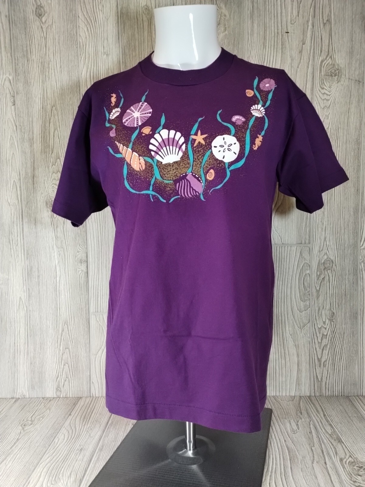 Best Fruit Of The Loom Large Women Purple T-shirt Underwater Single Stitch