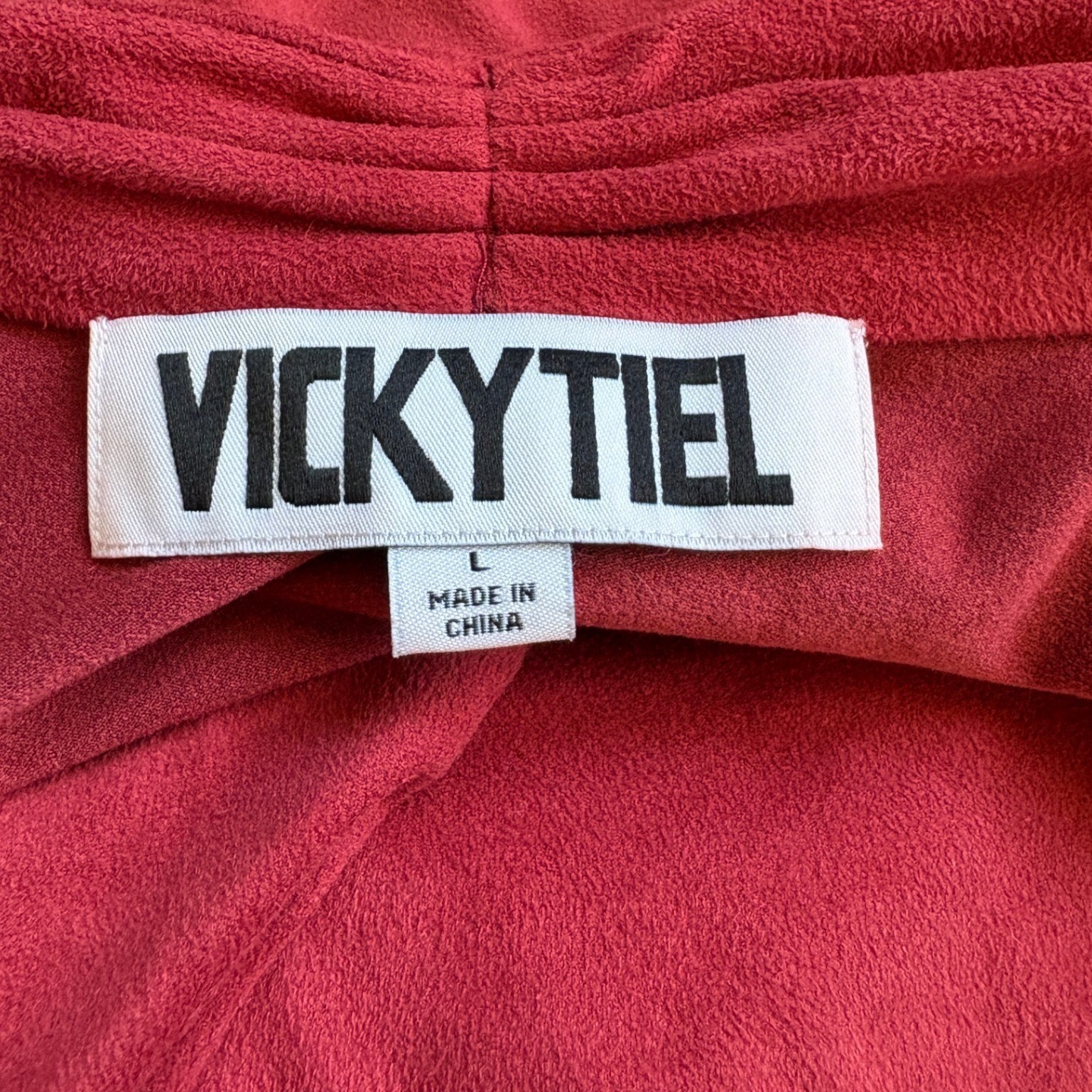 Vicky Tiel Rust Colored Faux Suede V-Neck, Long Sleeve Wrap Dress, Large, Luxury