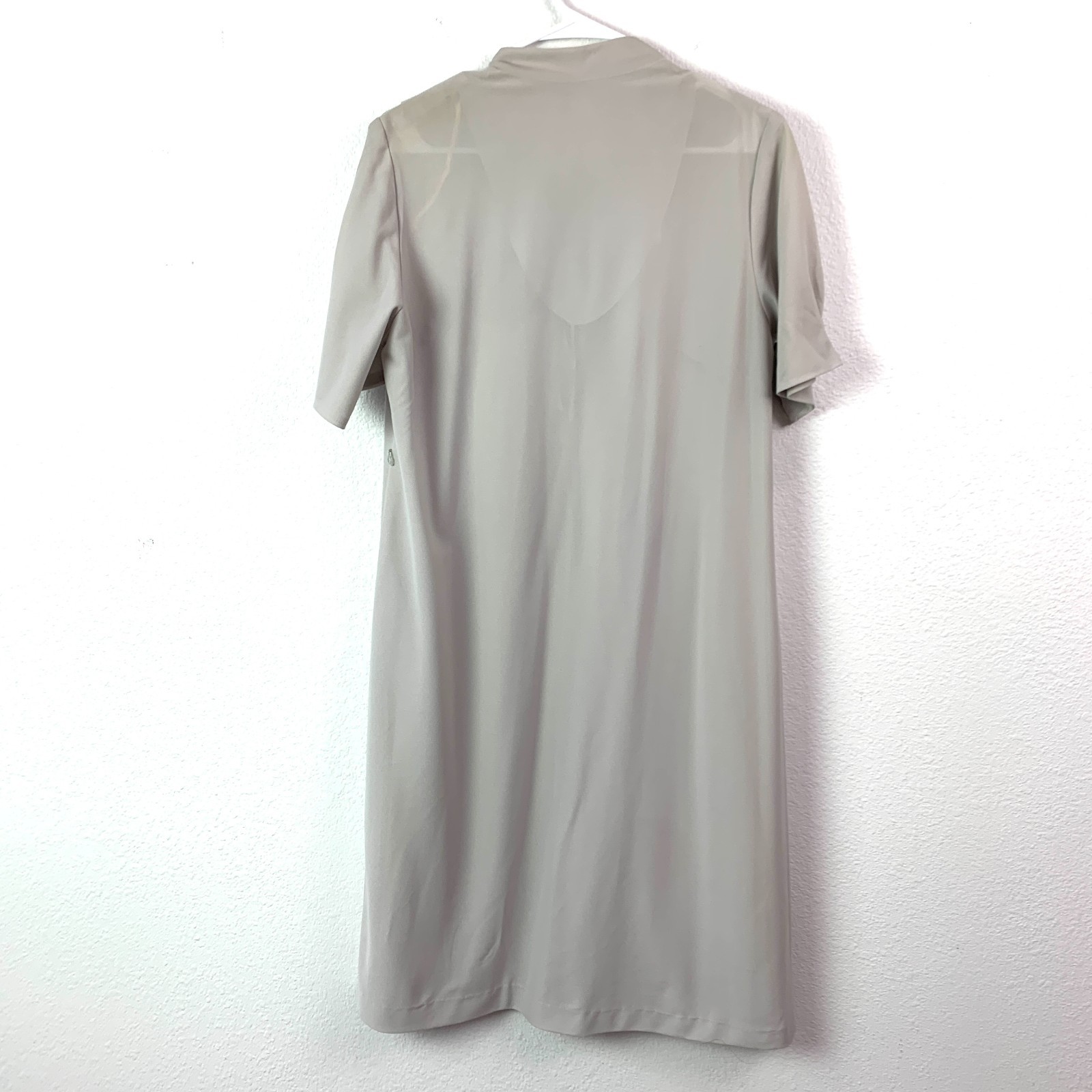 Vintage Cue Fashions Gray Modest Mod Cocktail Dress Size 16 1/2 Retro Rockabilly