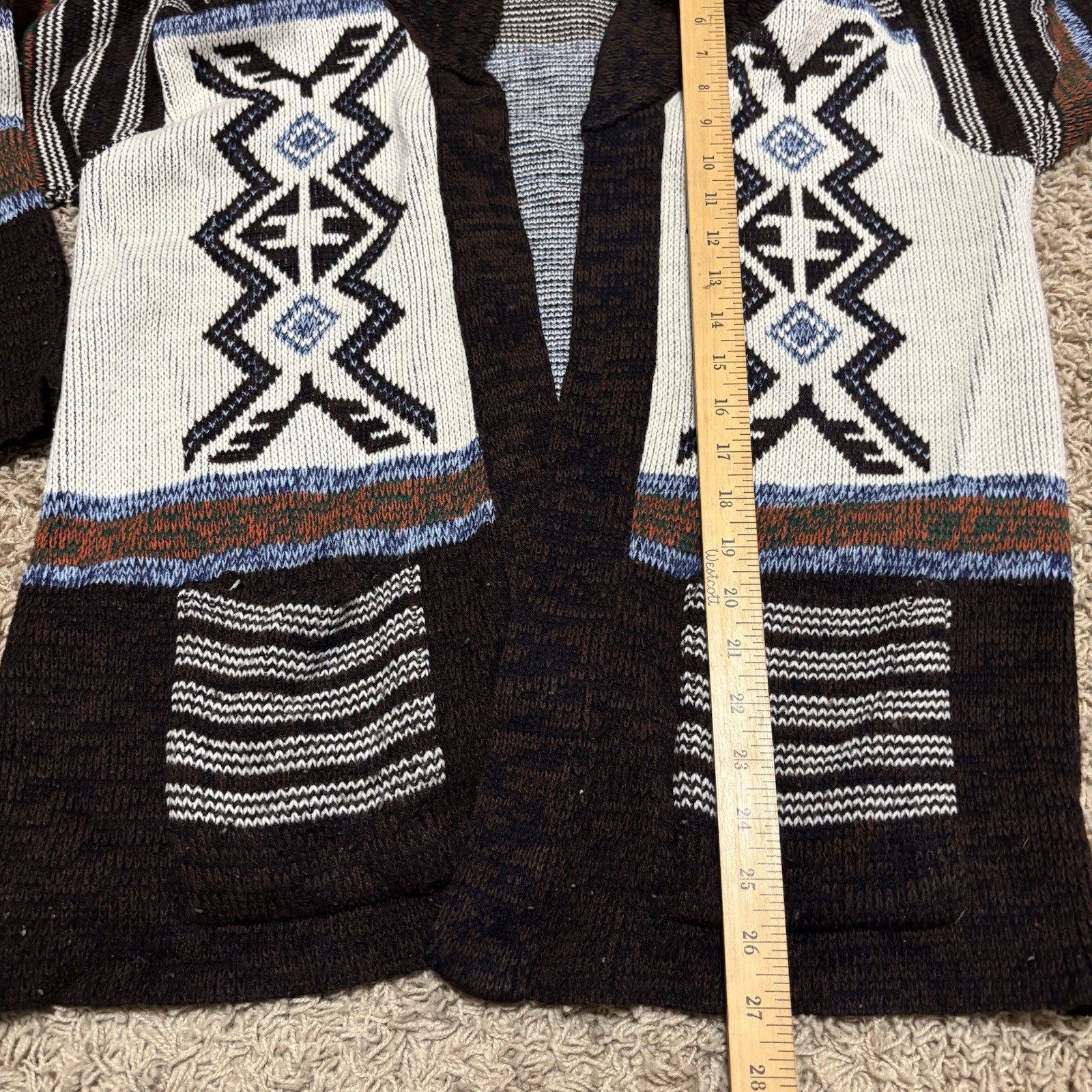 Vintage 80’s Retro Fall cardigan Western Native Boho Design Sweater Size L