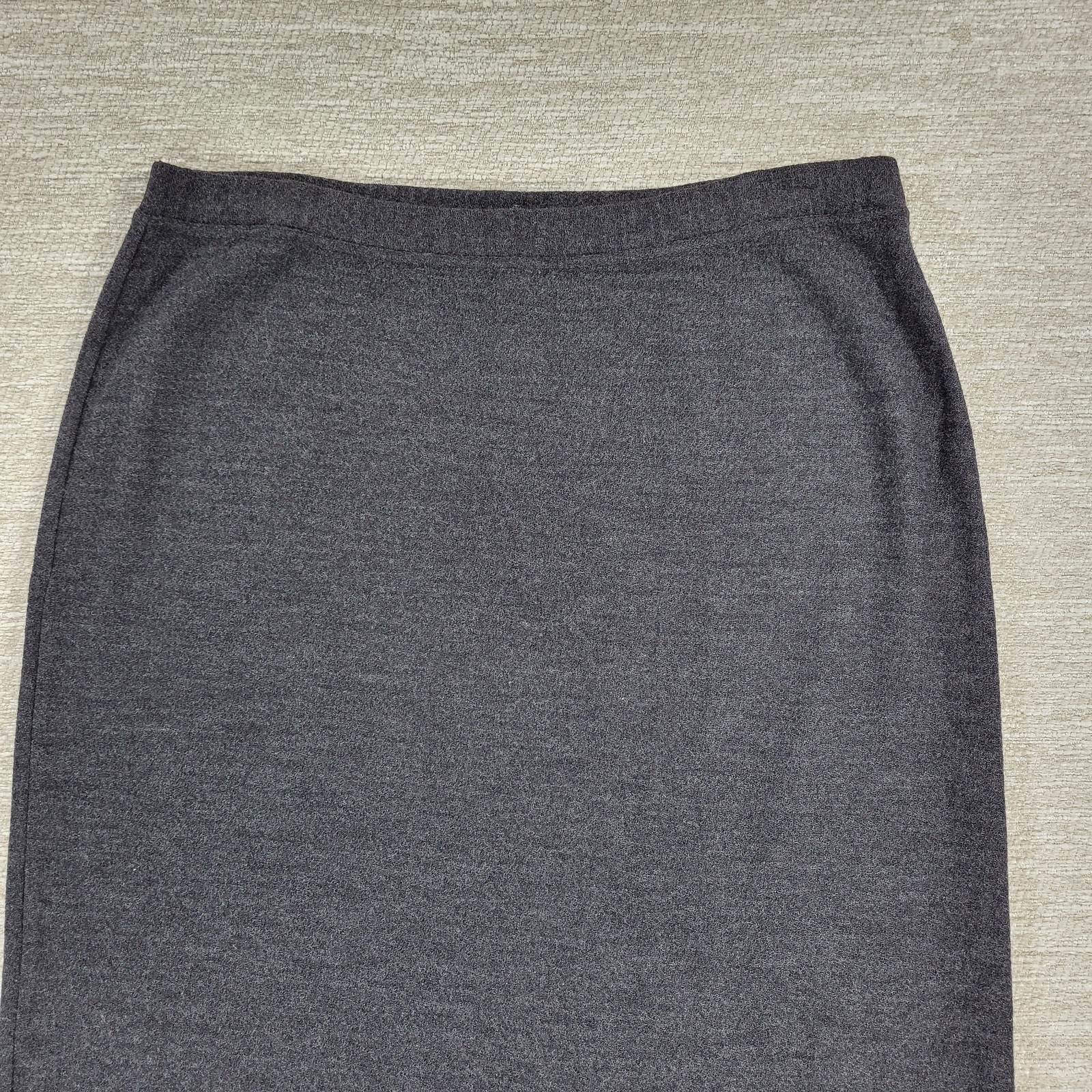 Eileen Fisher Wool Midi Skirt Medium Heather Gray Knit Elastic Waist USA