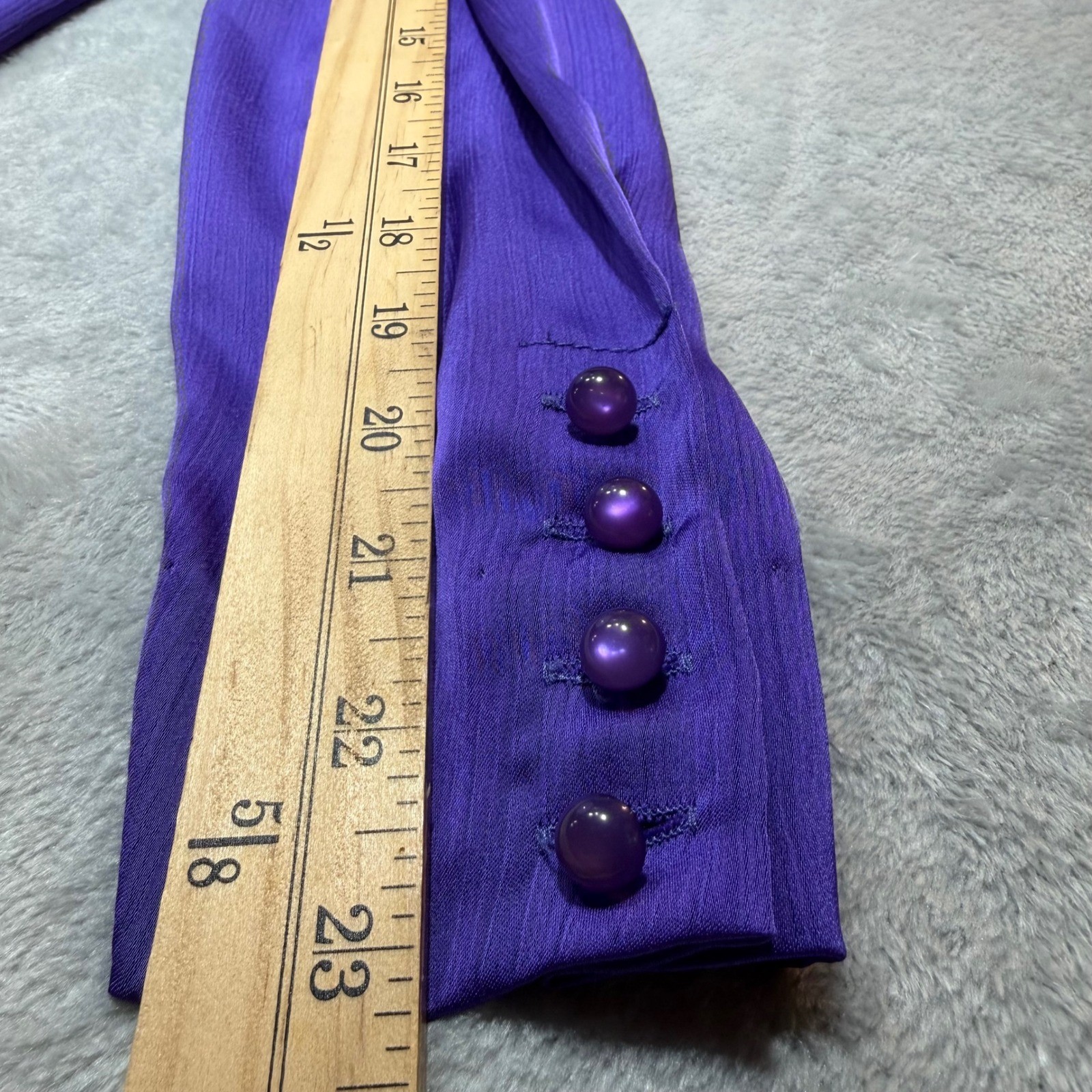 Vintage Purple Cowl Neck Blouse 80s Puff Shoulder Power Dressing Dark Office