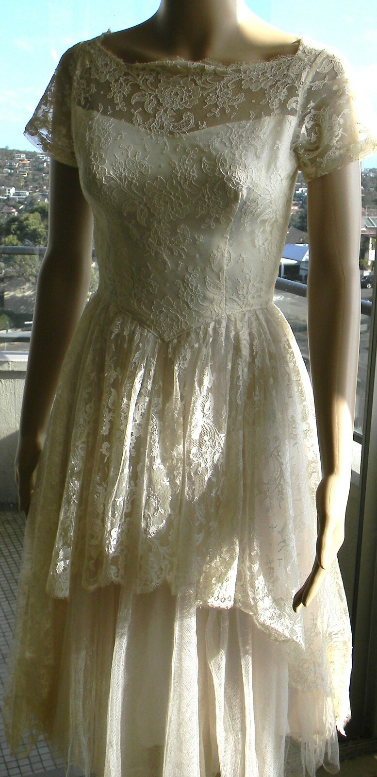 VINTAGE Rockabilly Couture 1950s Original Princess Fairy-tale Lace Tulle Dress