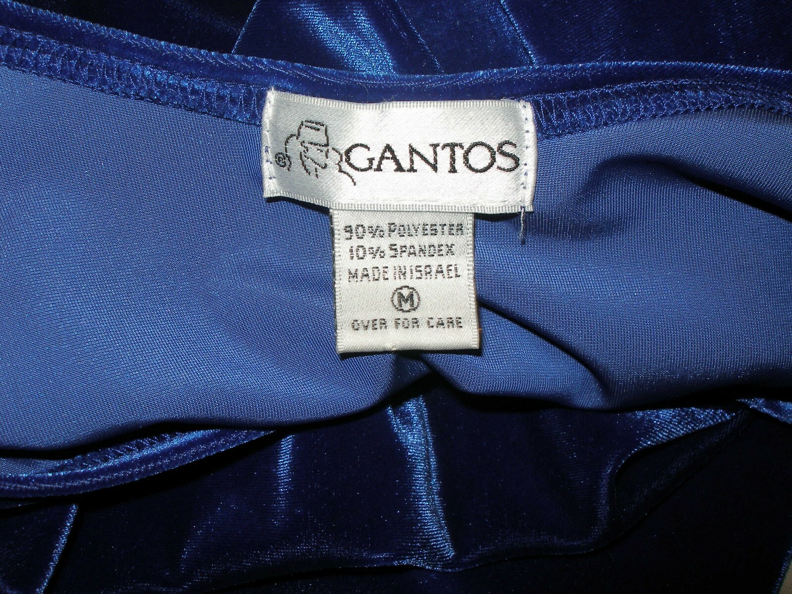 GANTOS Women’s Medium Blue Velvet Top Short Sleeves Round Neck Vintage New