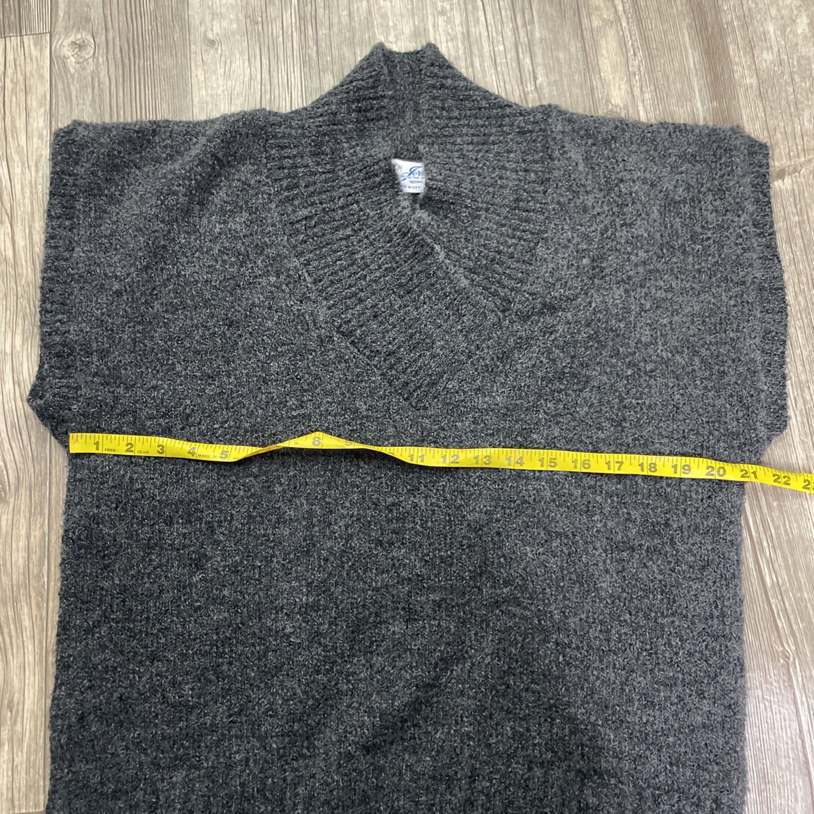Vtg Jersild Shawl Collar Cap Sleeve Gray Wool Blend Sweater Size XL