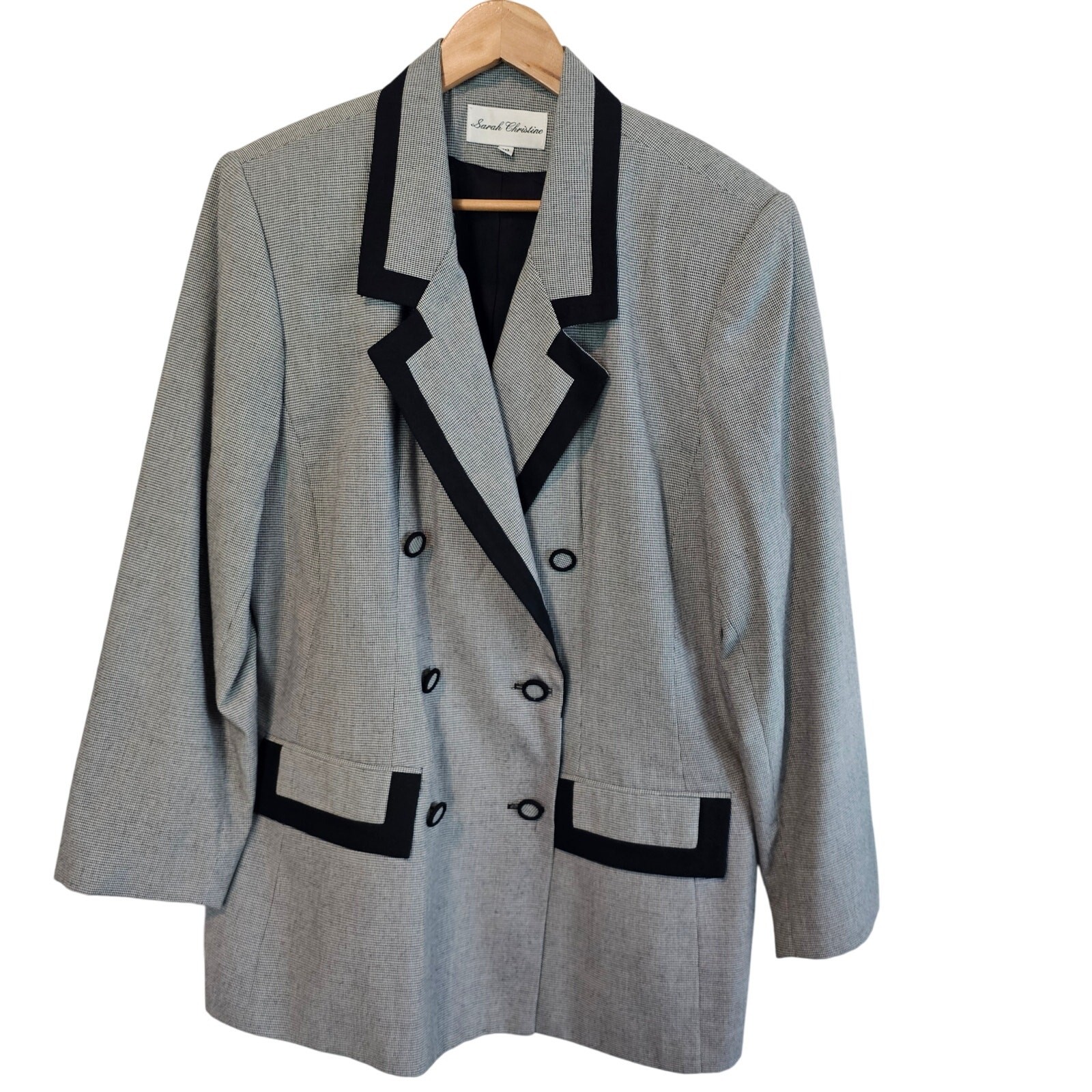 Vintage Blazer Womens Size 2X Black 90s Houndstooth Preppy Whimsygoth Academia