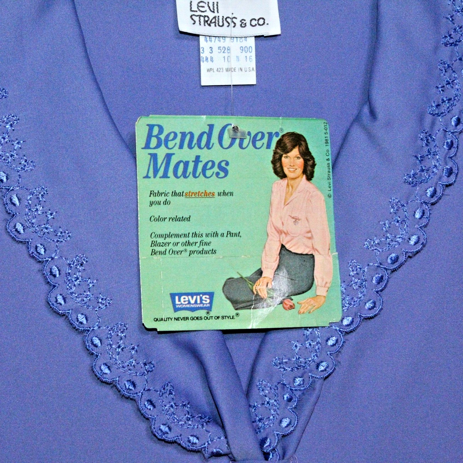 VINTAGE LEVI STRAUSS & CO BEND OVER MATES BLOUSE TOP 16 LARGE W/TAGS 1981
