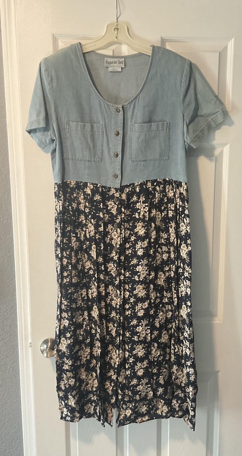 Vintage Paquette TOO! 80s 90s Size 10 denim and floral design